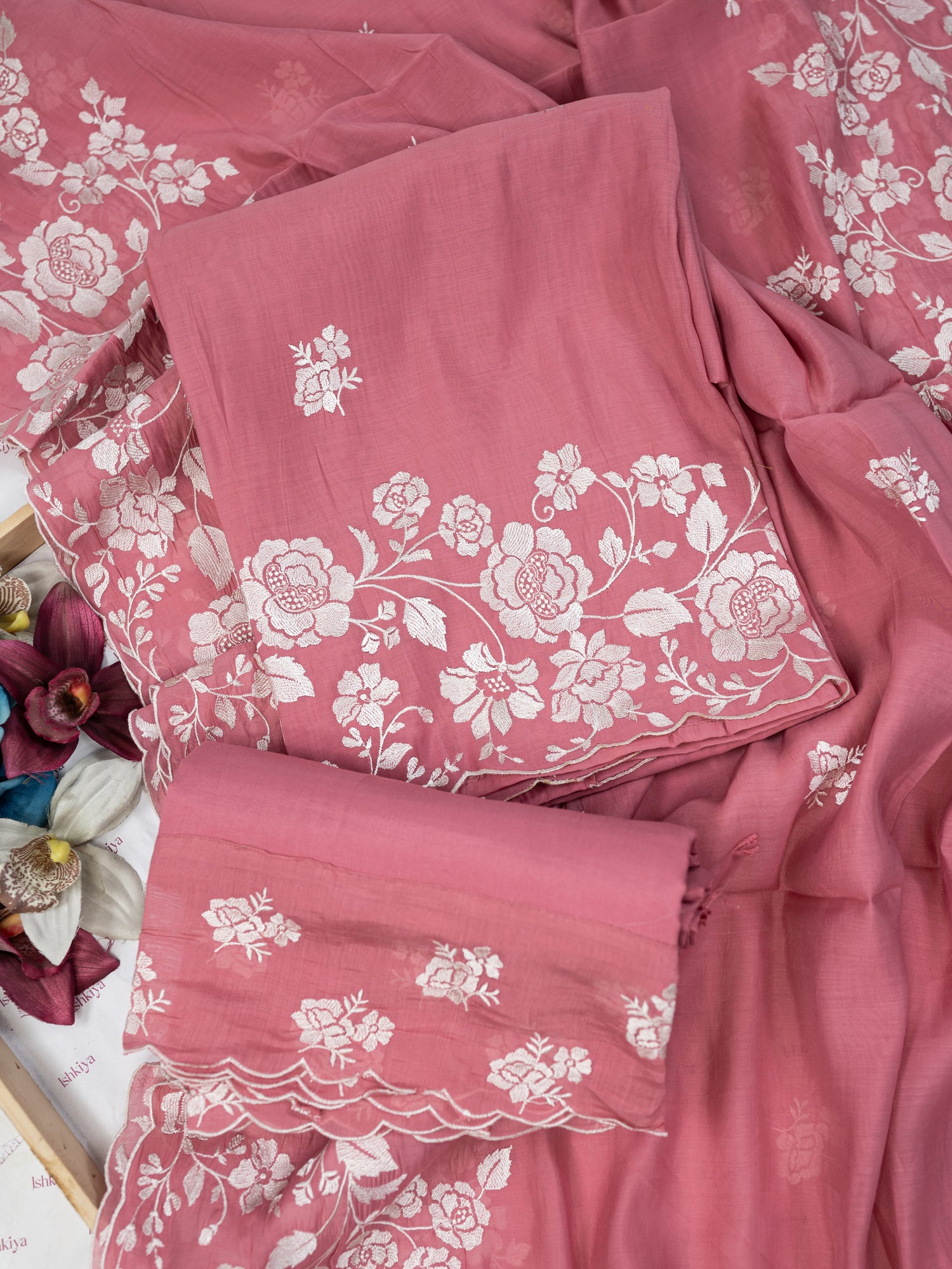 HEER-Unstitched Mul-Chanderi Suit Set
