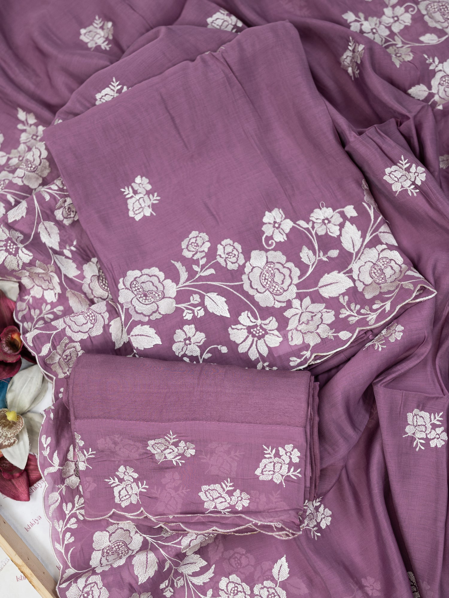 HEER-Unstitched Mul-Chanderi Suit Set