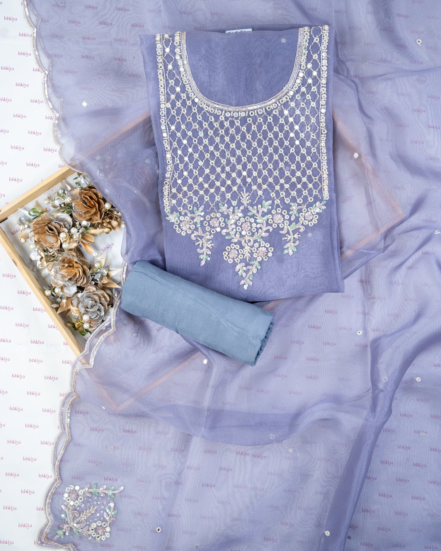 GULISTAN-Unstitched Organza Tissue Suit Set
