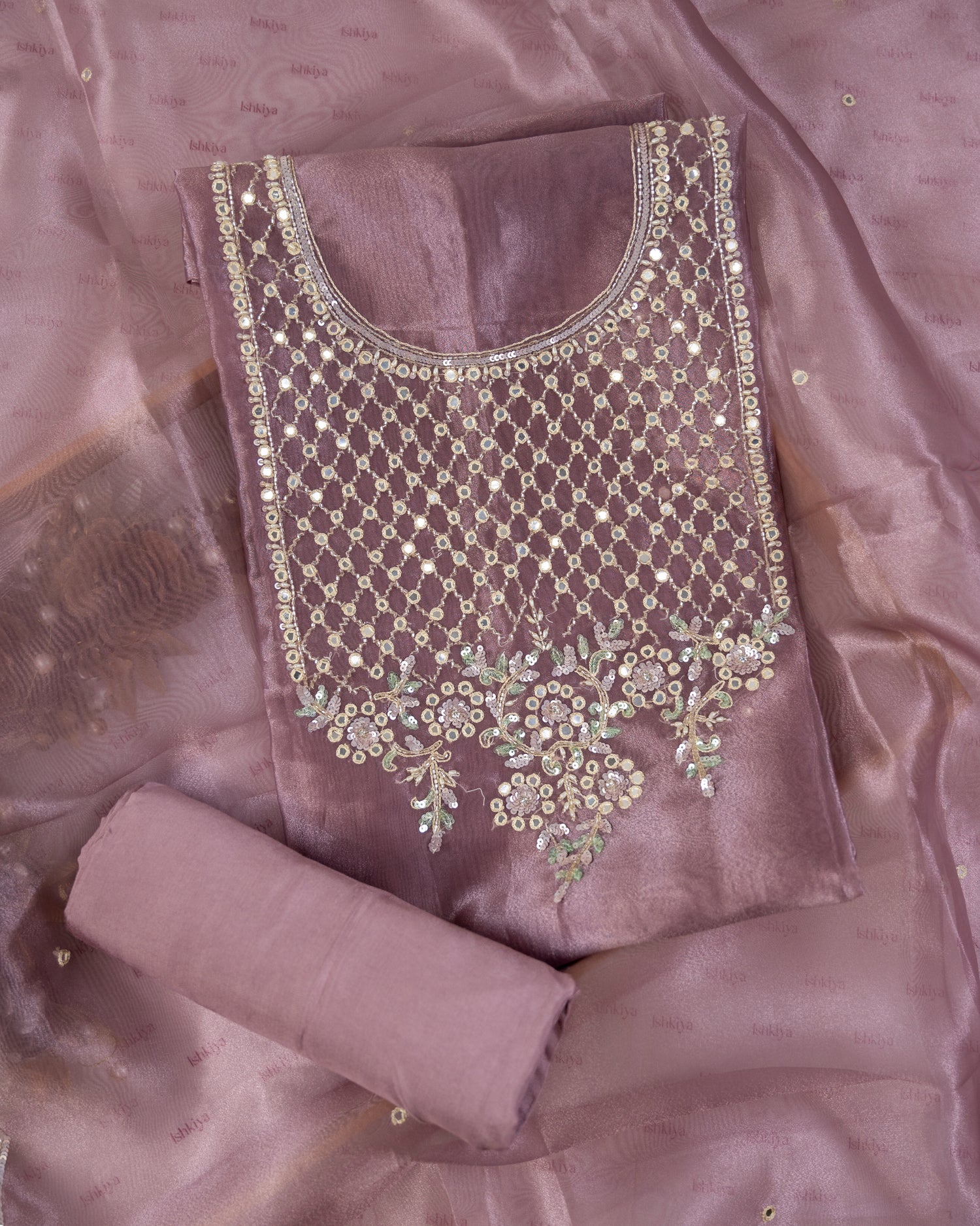 GULISTAN-Unstitched Organza Tissue Suit Set
