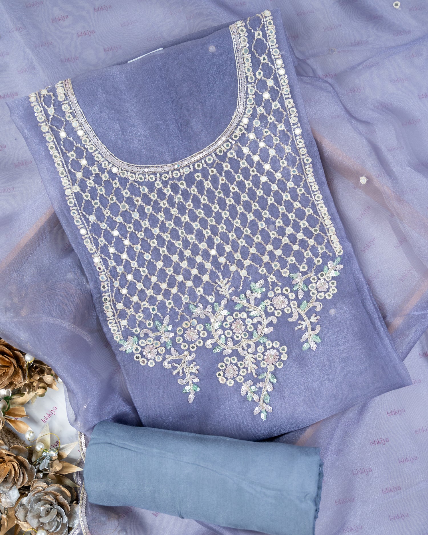 GULISTAN-Unstitched Organza Tissue Suit Set