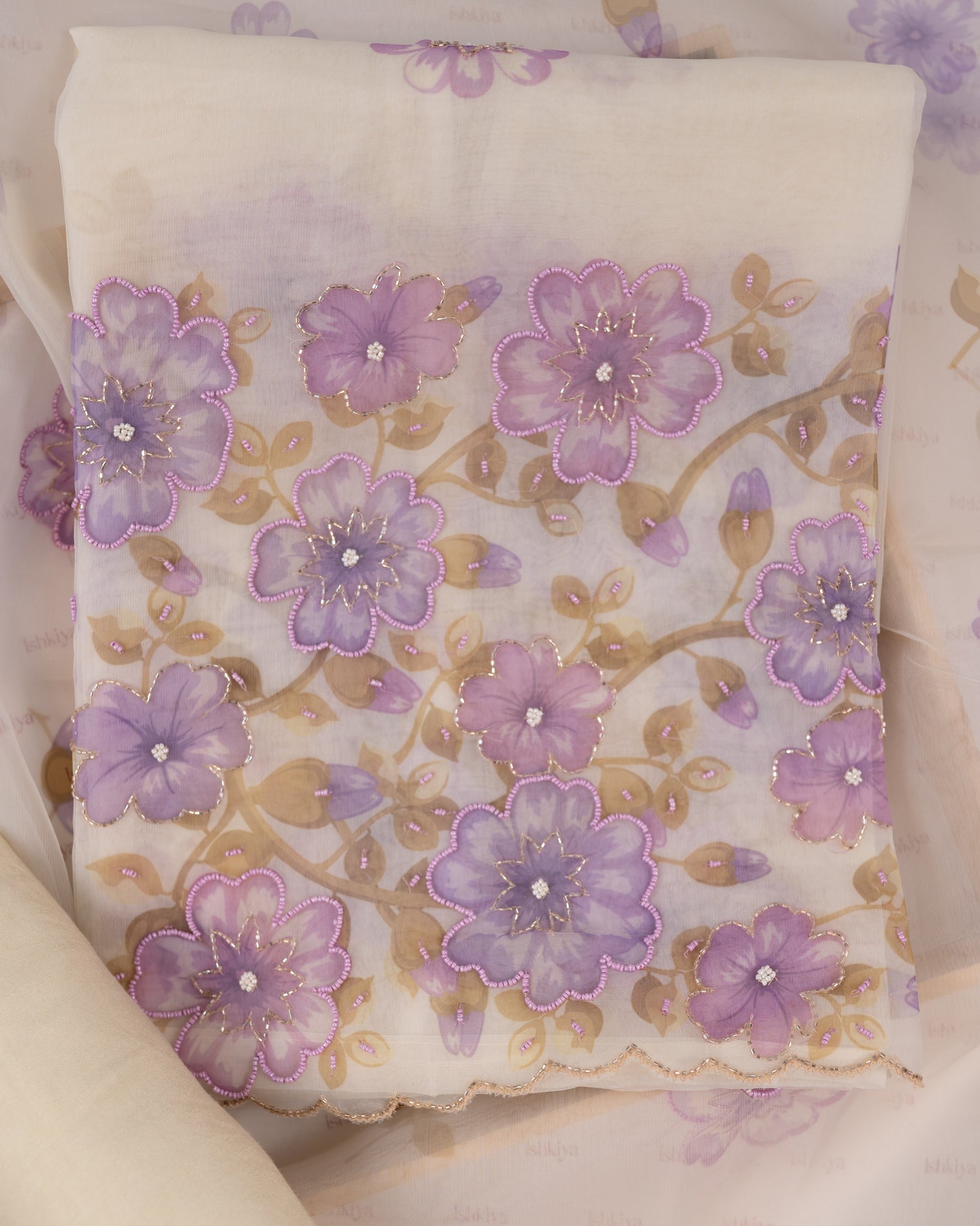 GULAAB-Unstitched Organza Tissue Suit Set