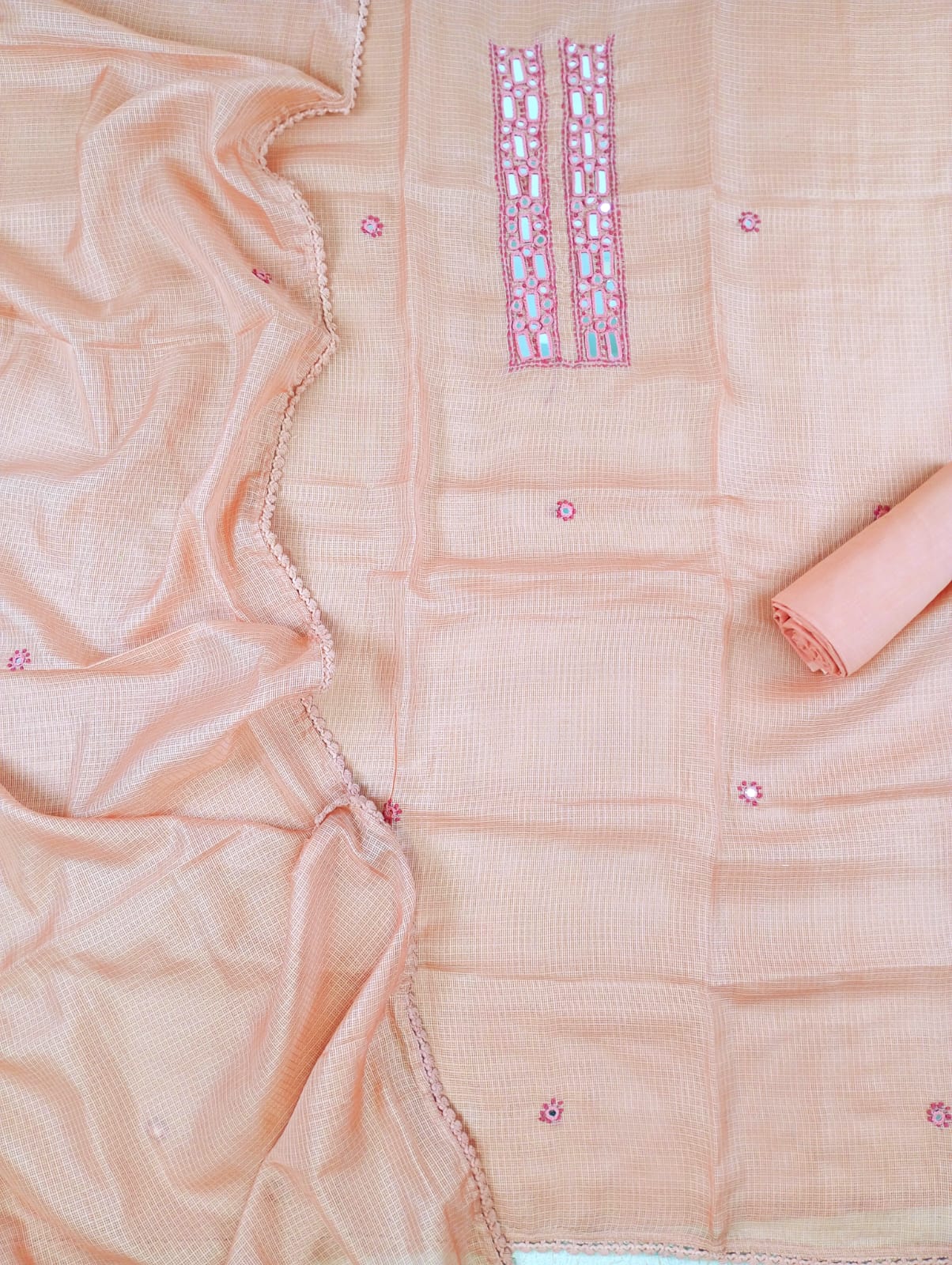 ROOHANIYAT-Unstitched Kota Suit Set