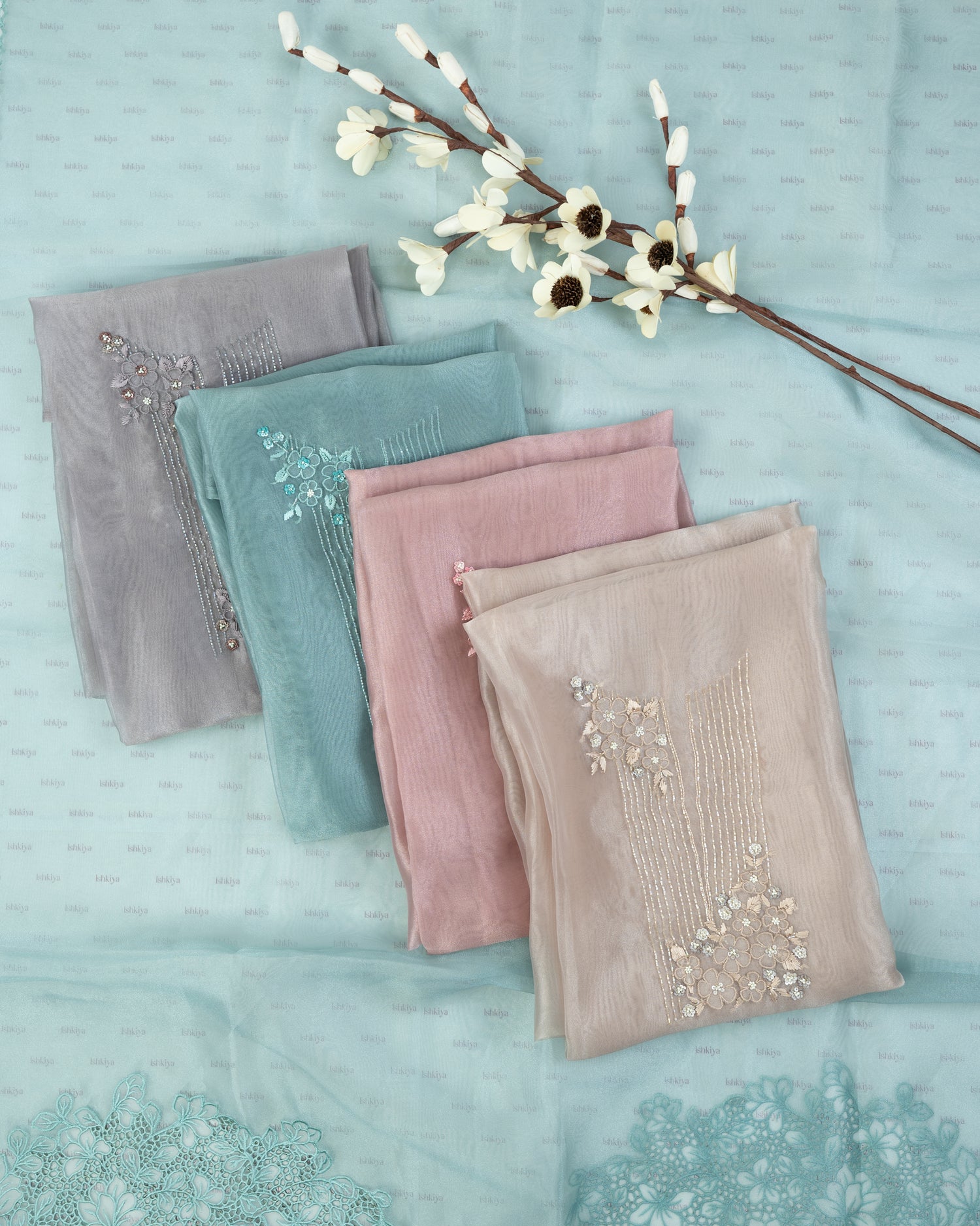 BASANT-Unstitched Organza Tissue Suit Set