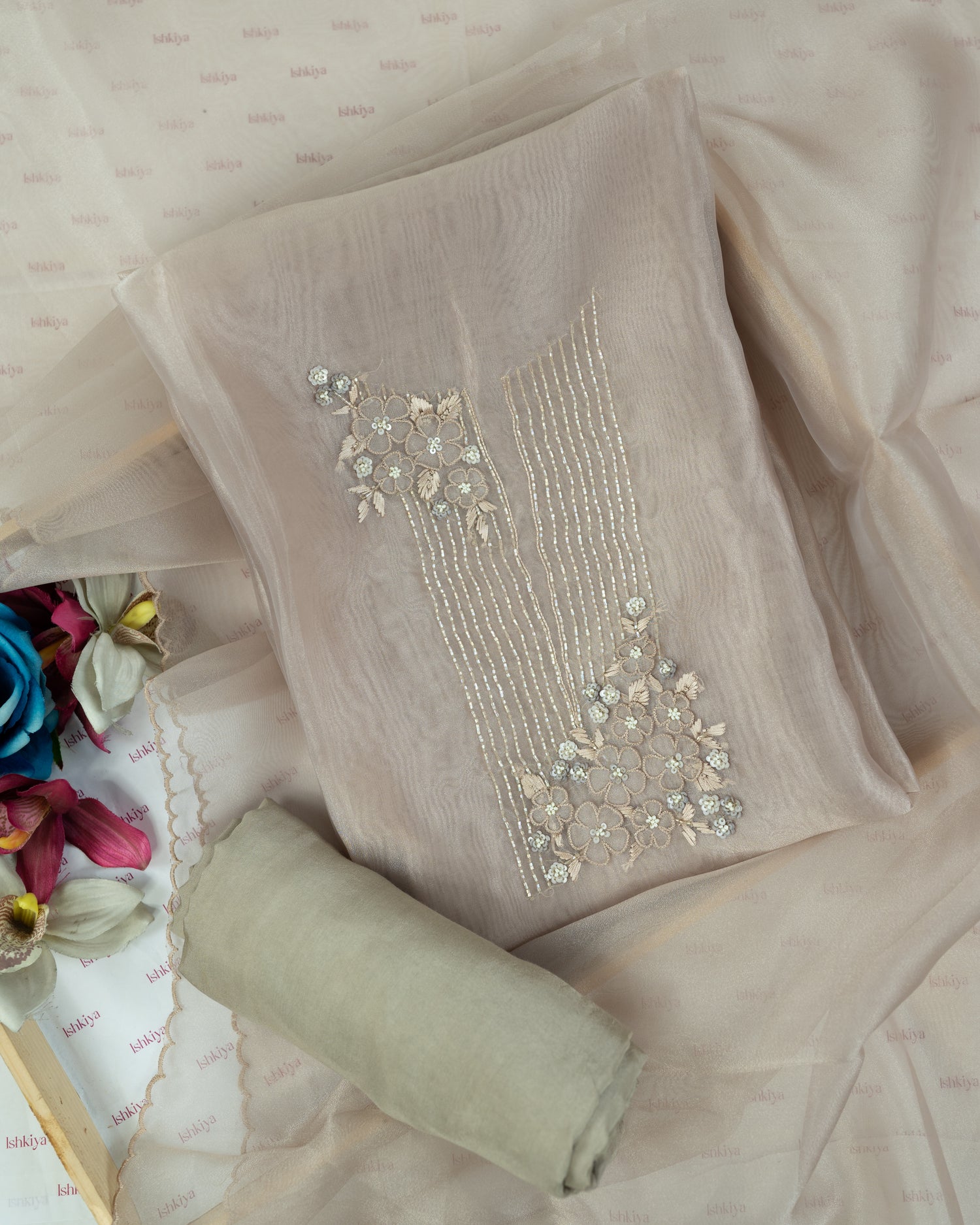 BASANT-Unstitched Organza Tissue Suit Set