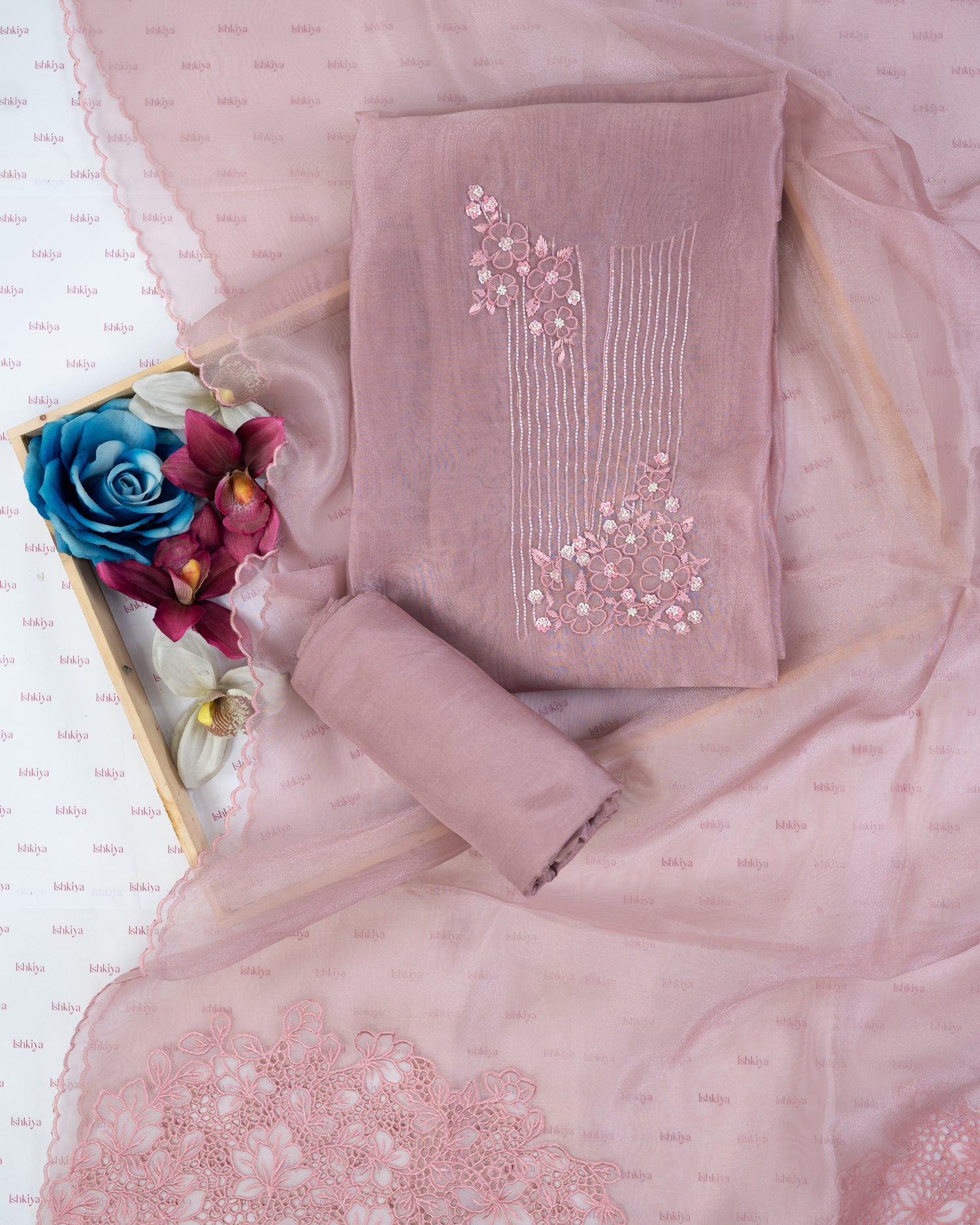 BASANT-Unstitched Organza Tissue Suit Set