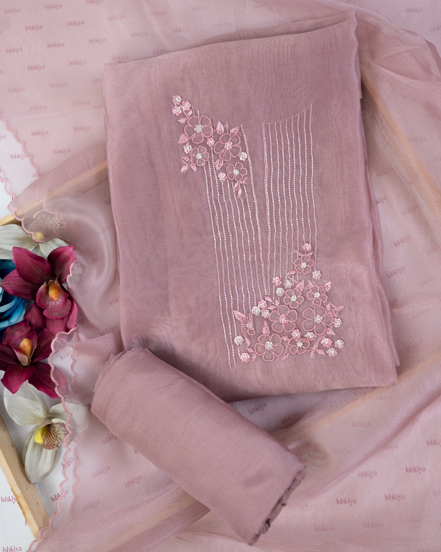 BASANT-Unstitched Organza Tissue Suit Set