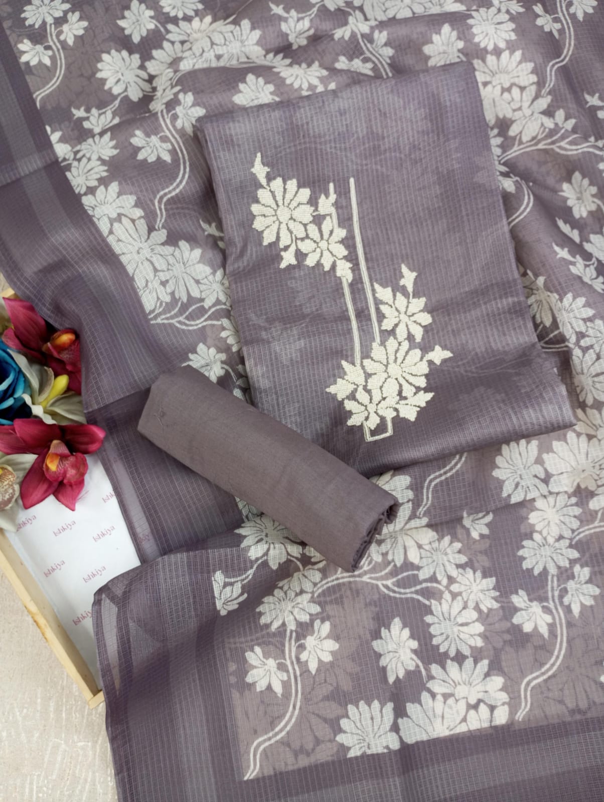 NAZAARA-Unstitched Kota Suit Set