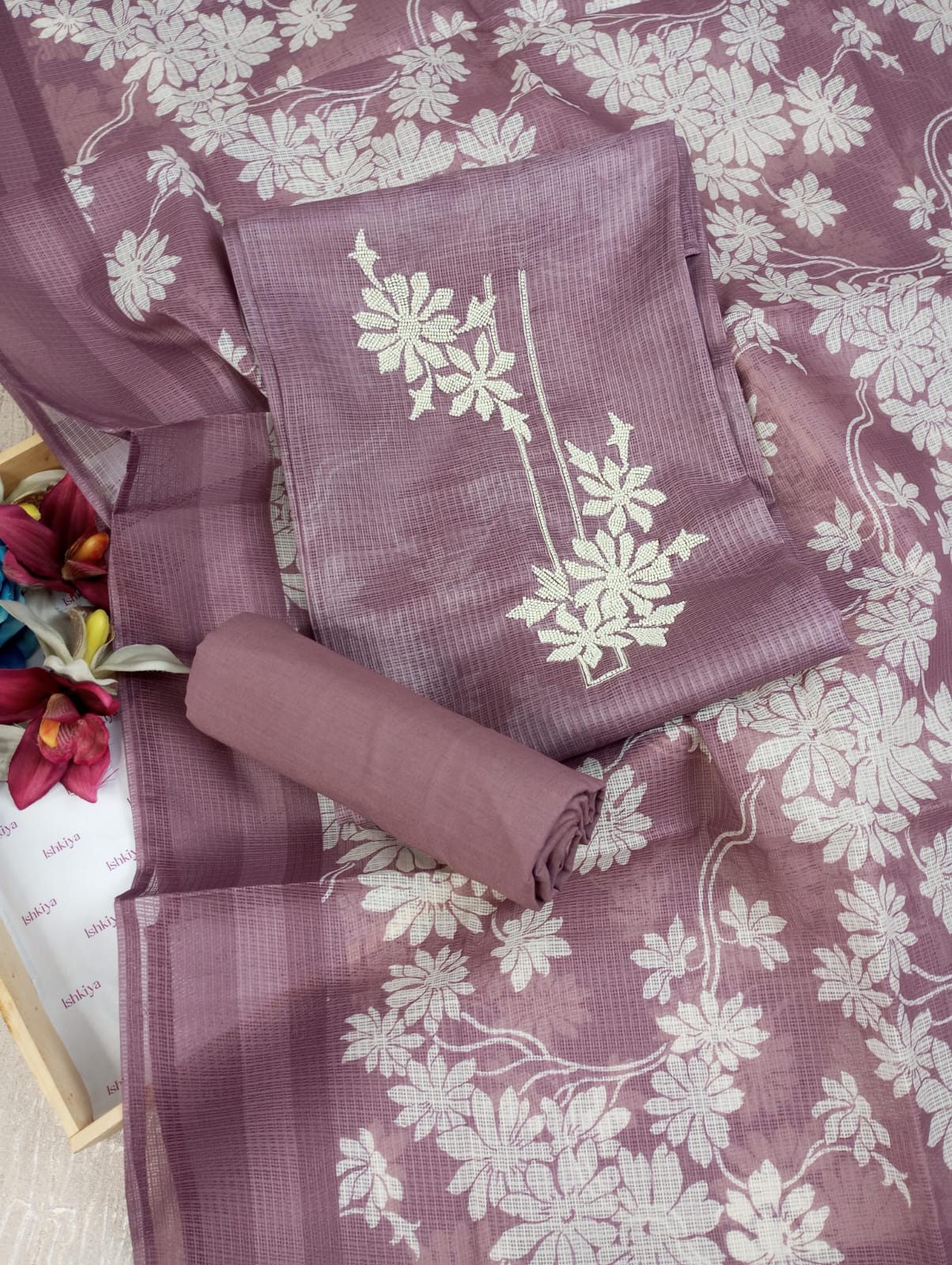 NAZAARA-Unstitched Kota Suit Set
