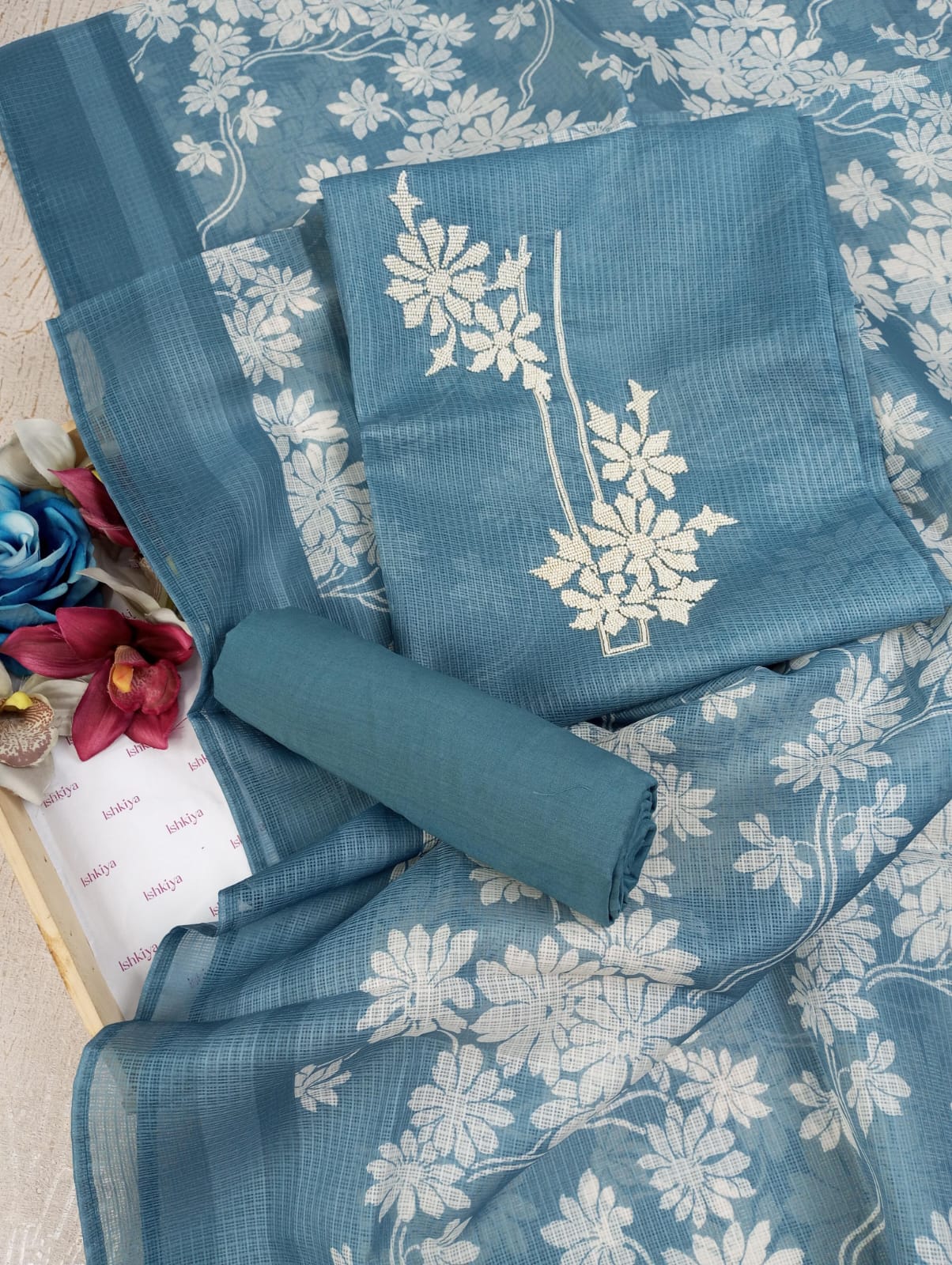 NAZAARA-Unstitched Kota Suit Set