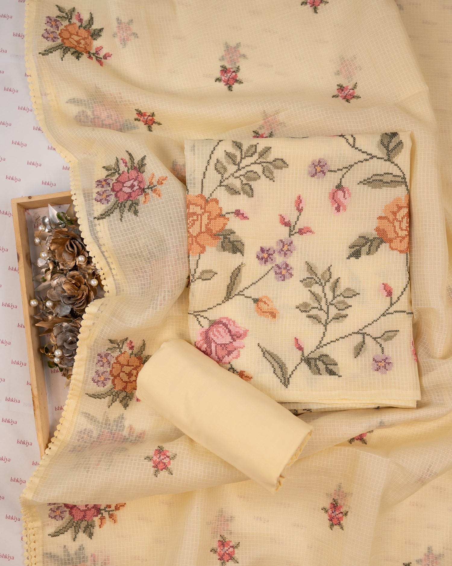 SHABNAM-Unstitched Kota Suit Set