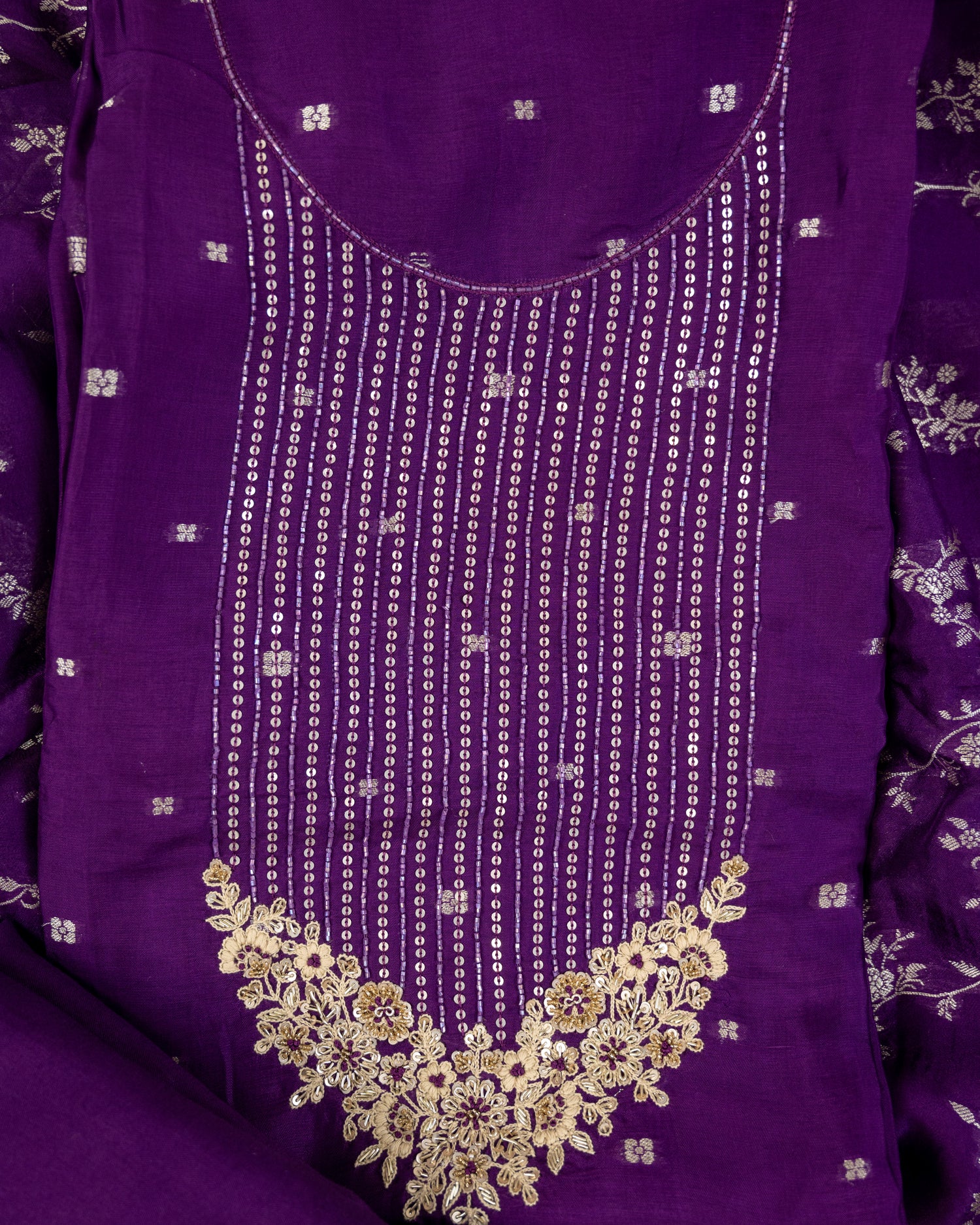 SURK-Unstitched Organza Linen Suit Set