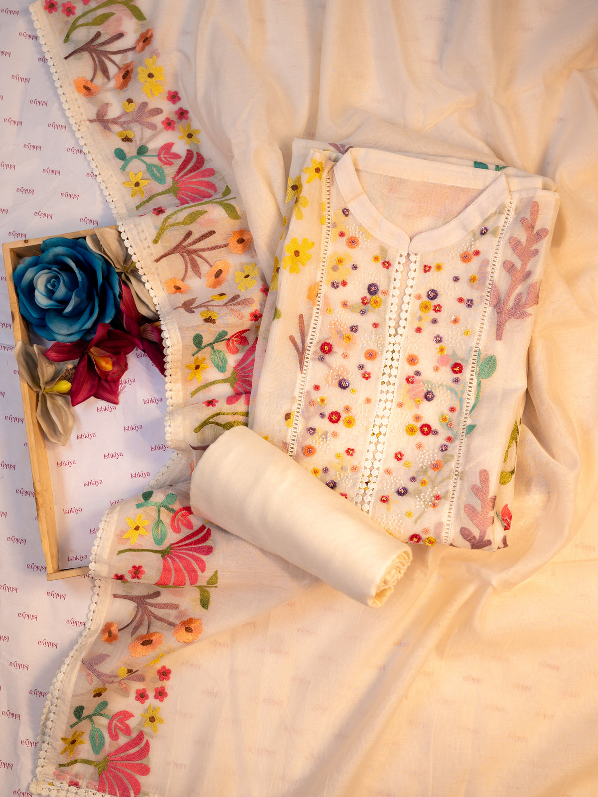 PARIZAAD-Unstitched Mul-Chanderi Suit Set