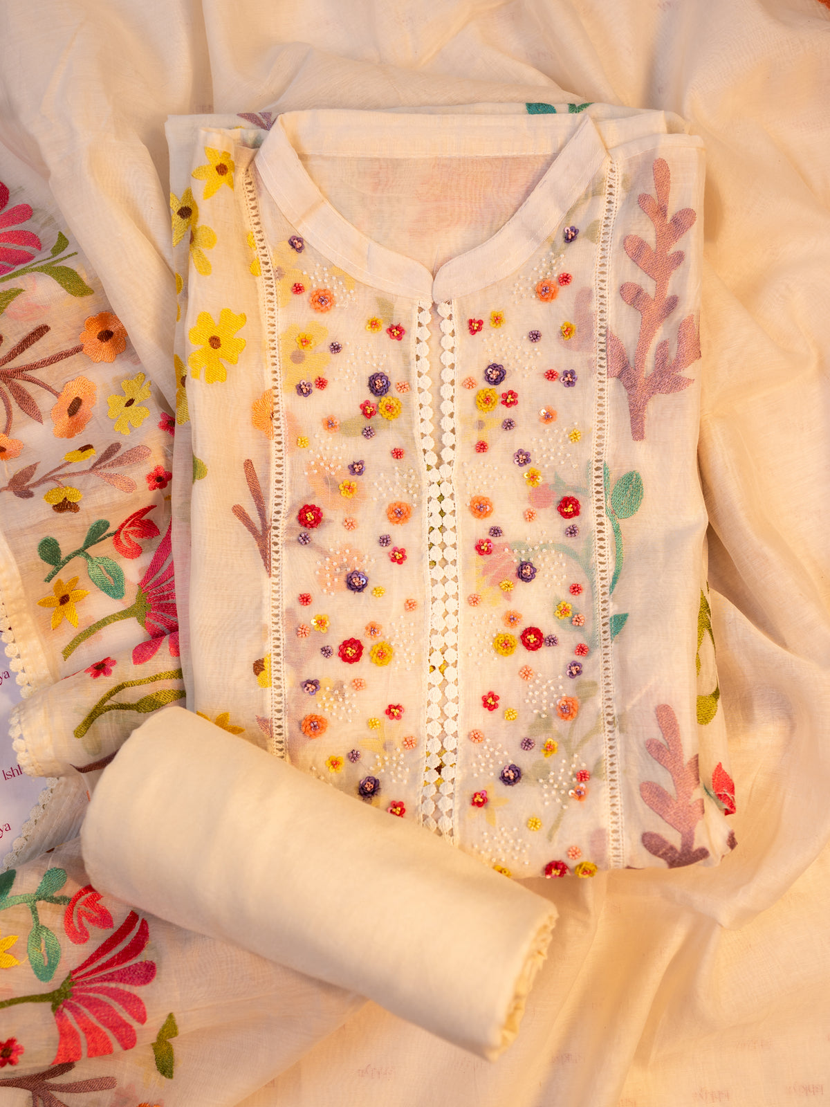 PARIZAAD-Unstitched Mul-Chanderi Suit Set