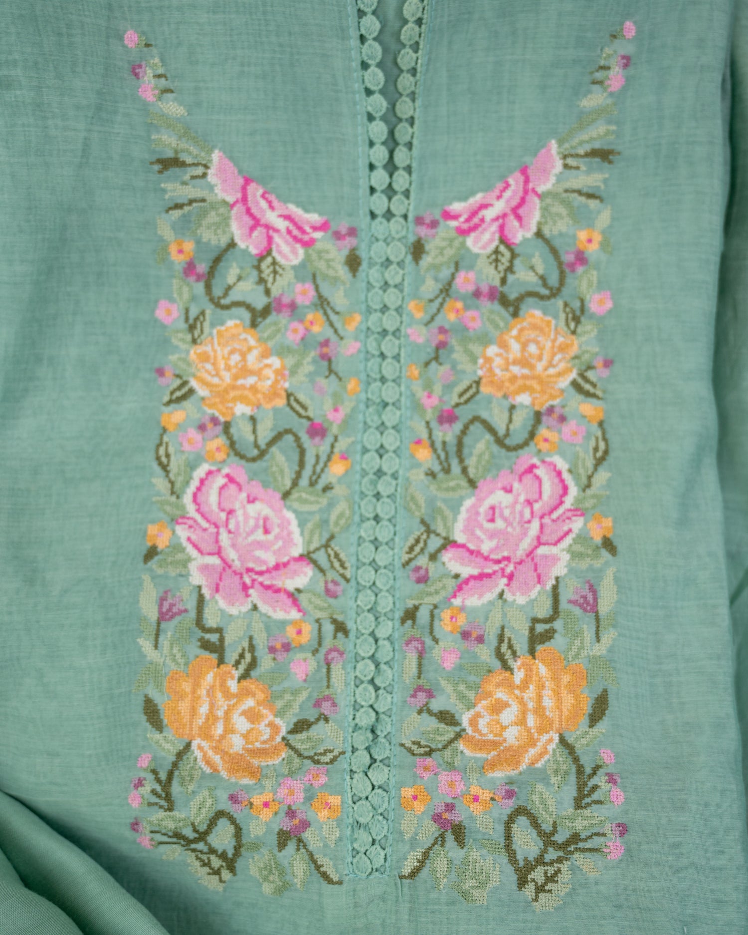 KIRAN-Unstitched Mul-Chanderi Suit Set