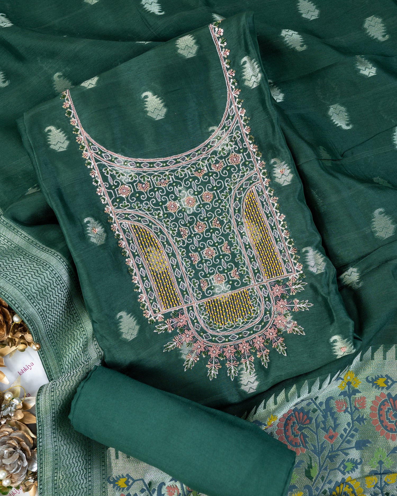 RIVAZ-Unstitched Banarsi Linen Suit Set