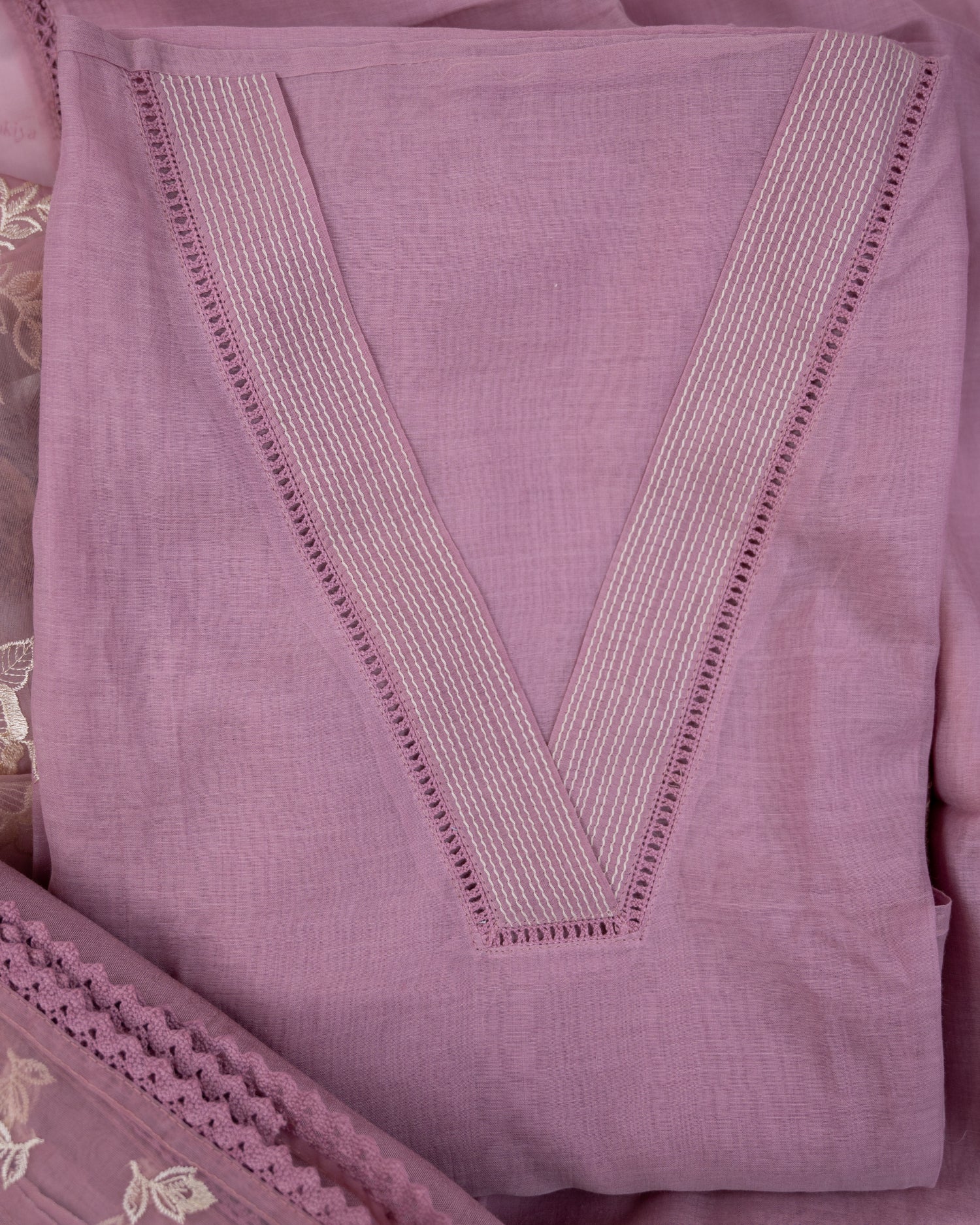 PALASH-Unstitched Mul-Chanderi Suit Set