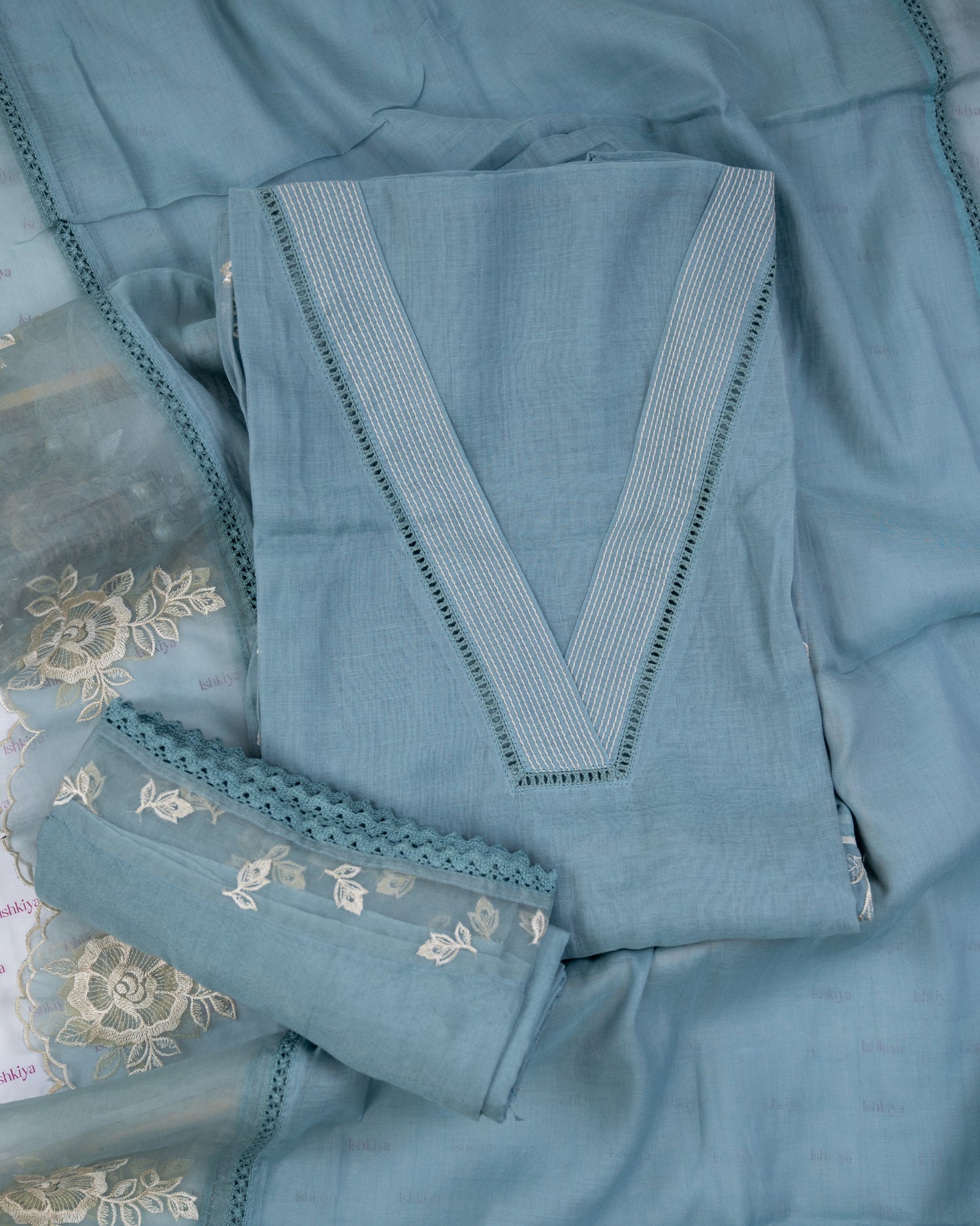 PALASH-Unstitched Mul-Chanderi Suit Set
