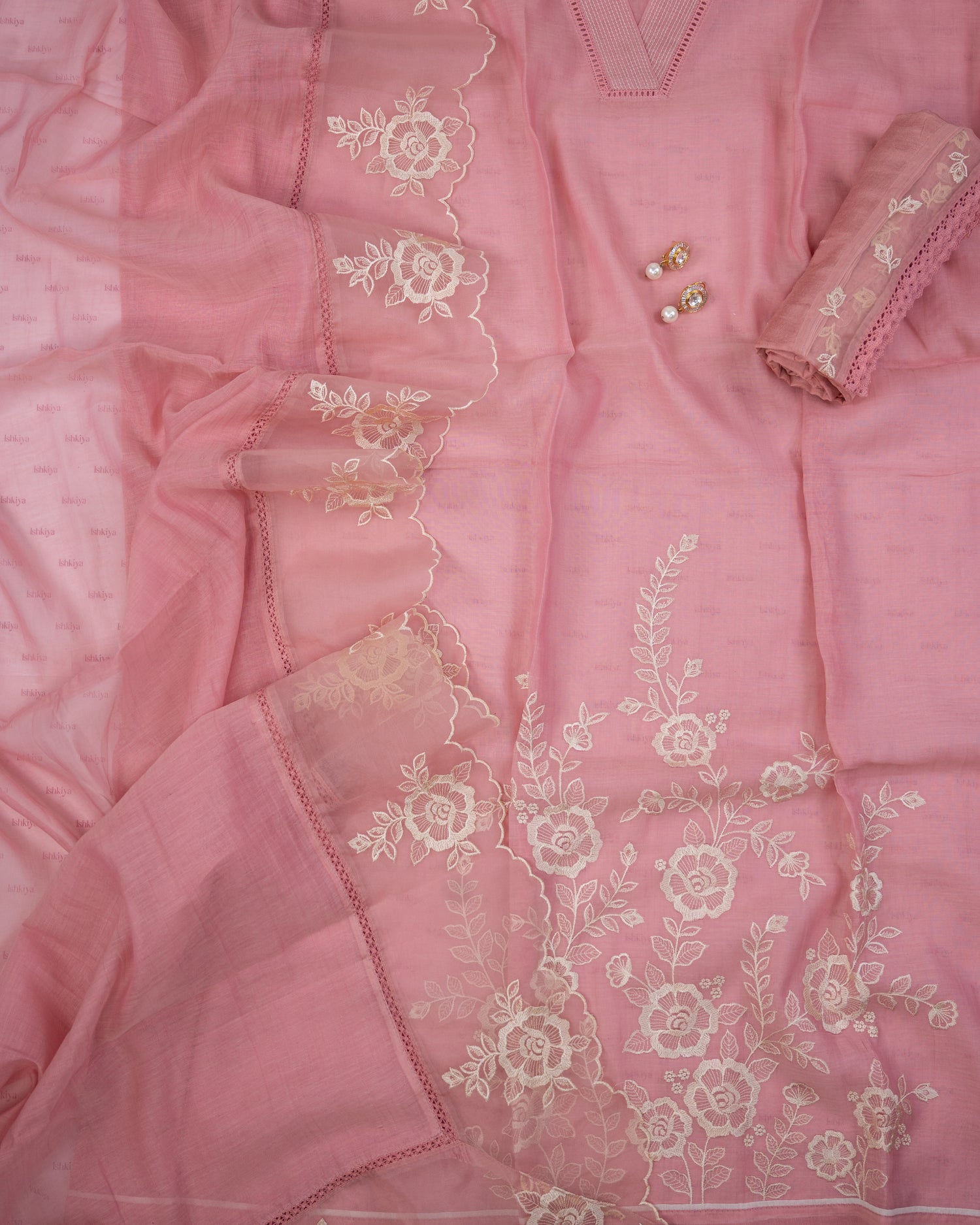 PALASH-Unstitched Mul-Chanderi Suit Set