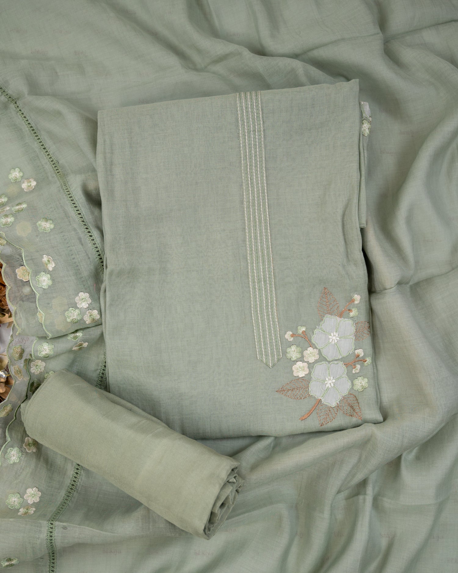RIMJHIM-Unstitched Mul-Chanderi Suit Set