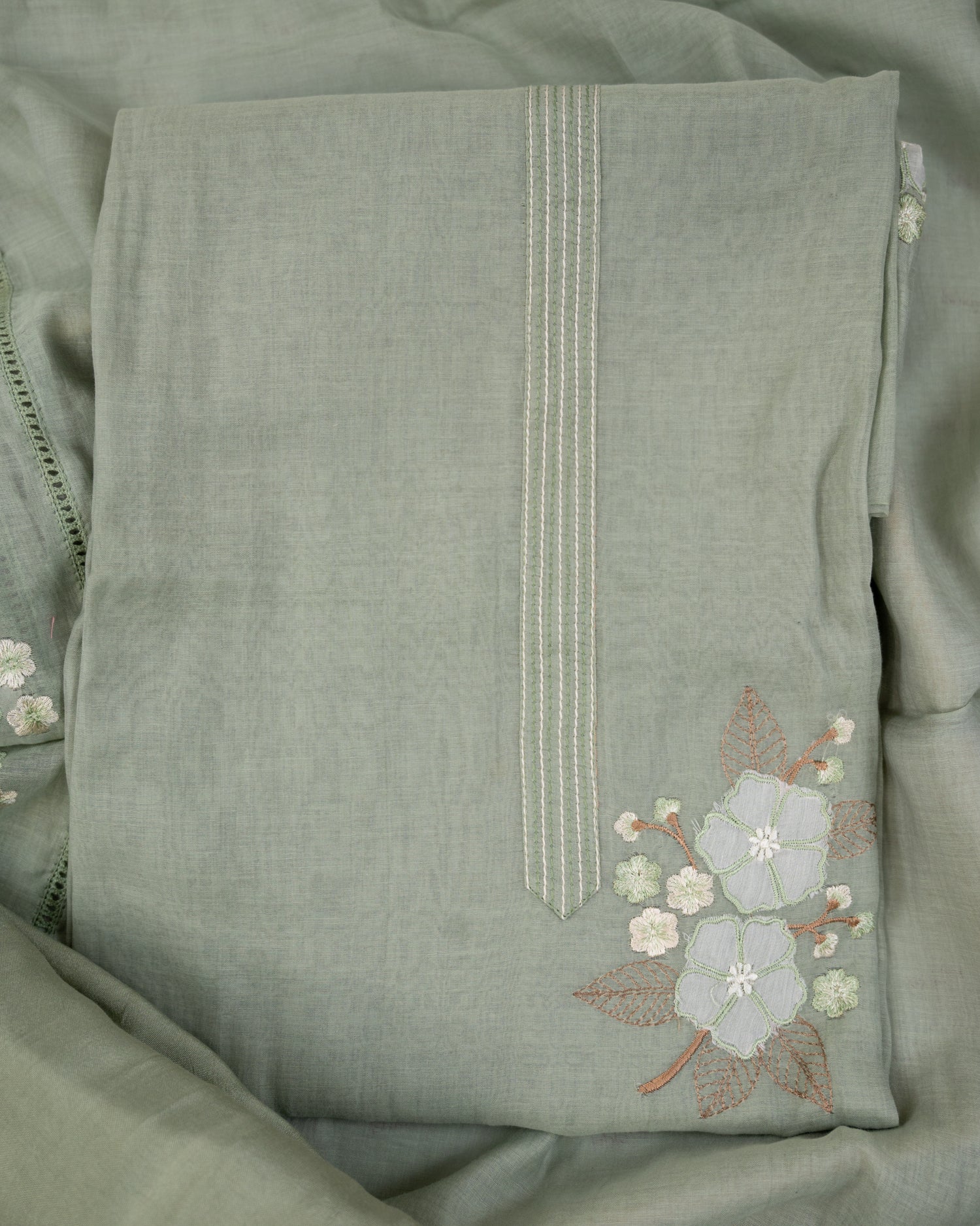 RIMJHIM-Unstitched Mul-Chanderi Suit Set