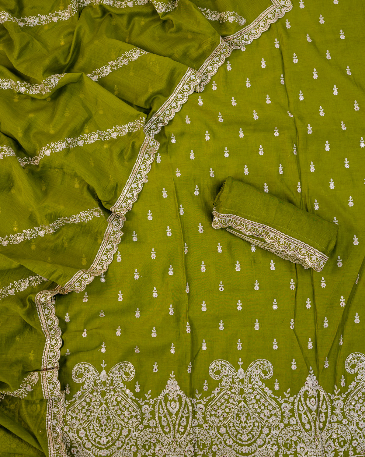 ZAMANA-Unstitched Mul-Chanderi Suit Set