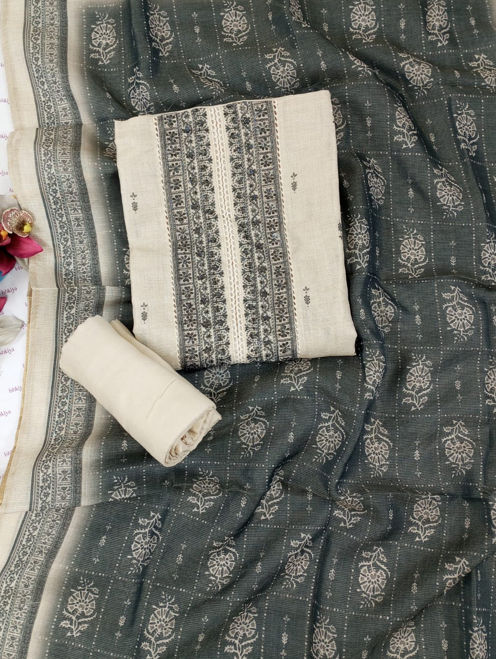 ZAUQ-Unstitched Linen Tissue suit set