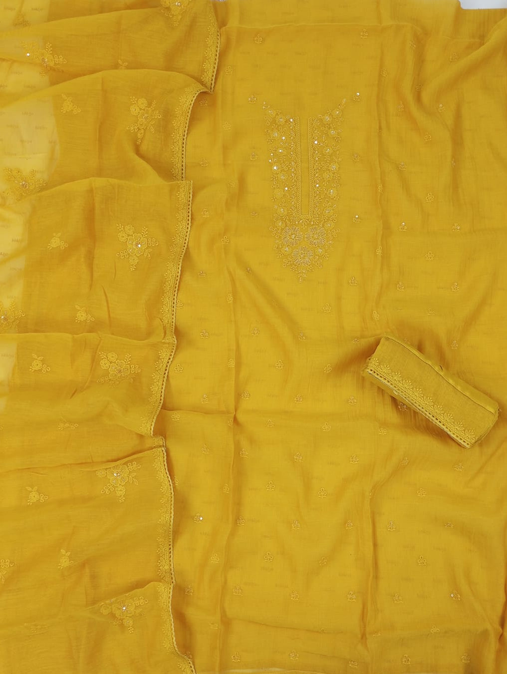 KEHR-Unstiched Mul-Chanderi Suit set