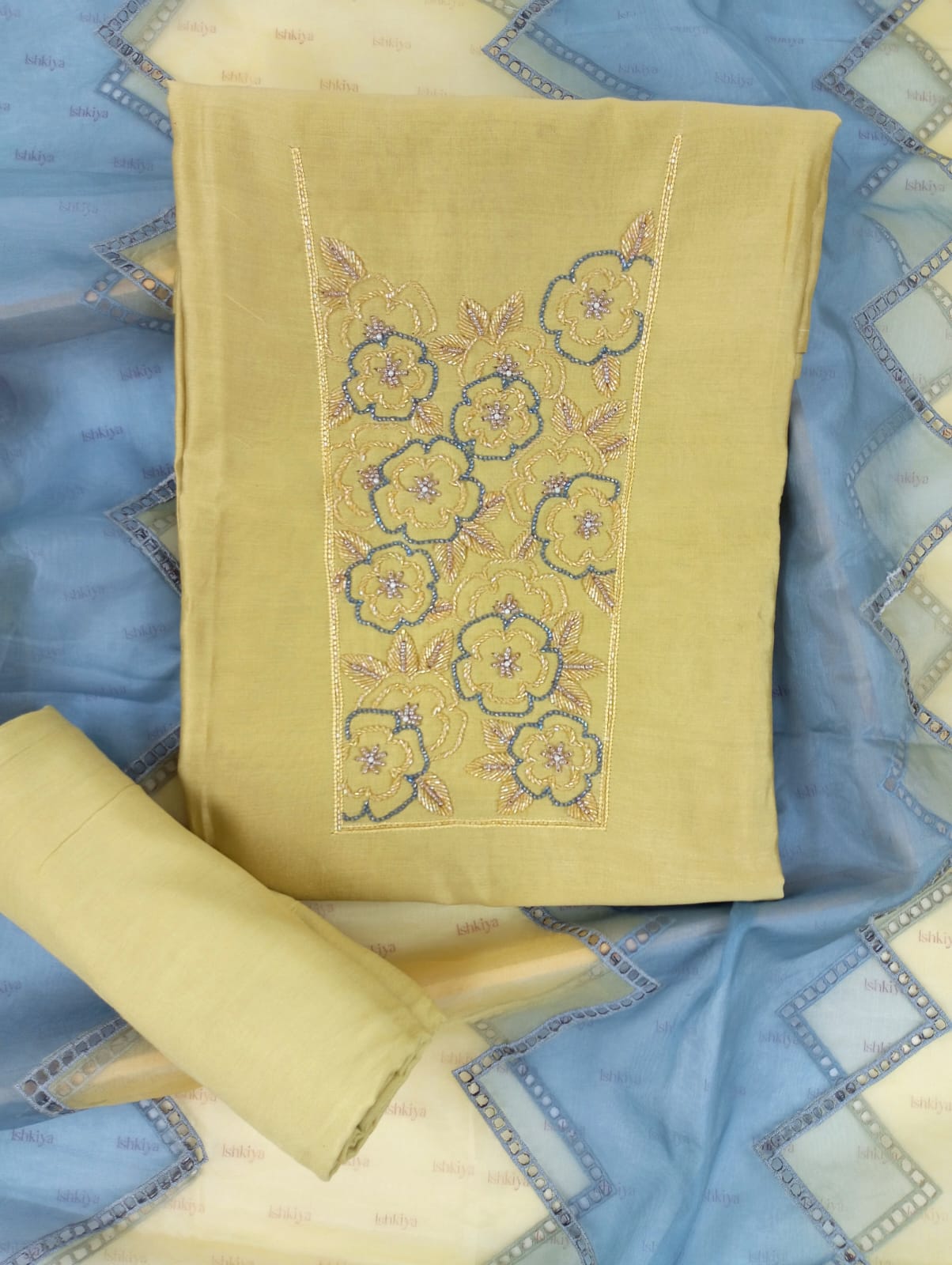 NOORI-Unstiched Mul-Chanderi Suit set