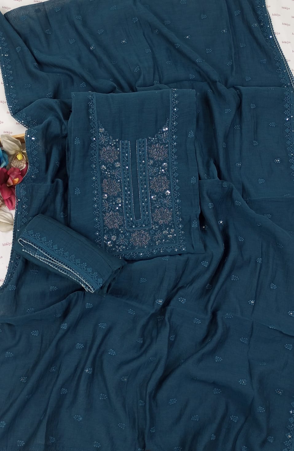 BANNO-Unstiched Mul-Chanderi Suit set