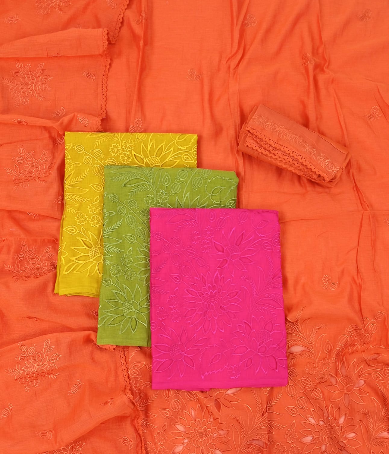 SILSILA-Unstiched Mul-Chanderi Suit set