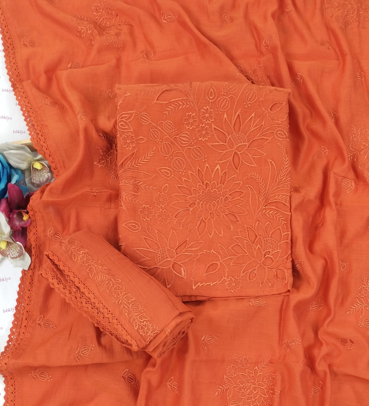 SILSILA-Unstiched Mul-Chanderi Suit set