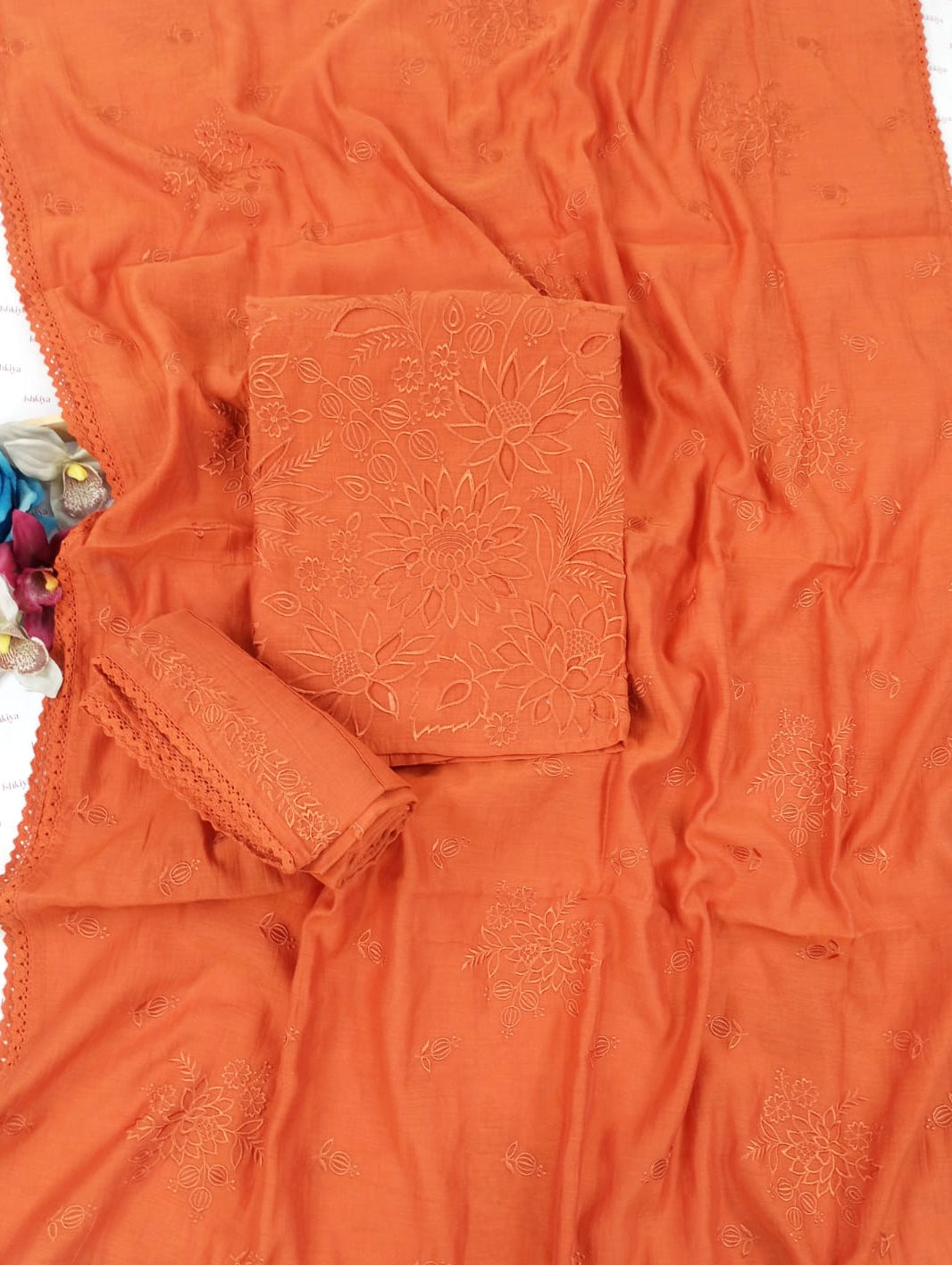 SILSILA-Unstiched Mul-Chanderi Suit set