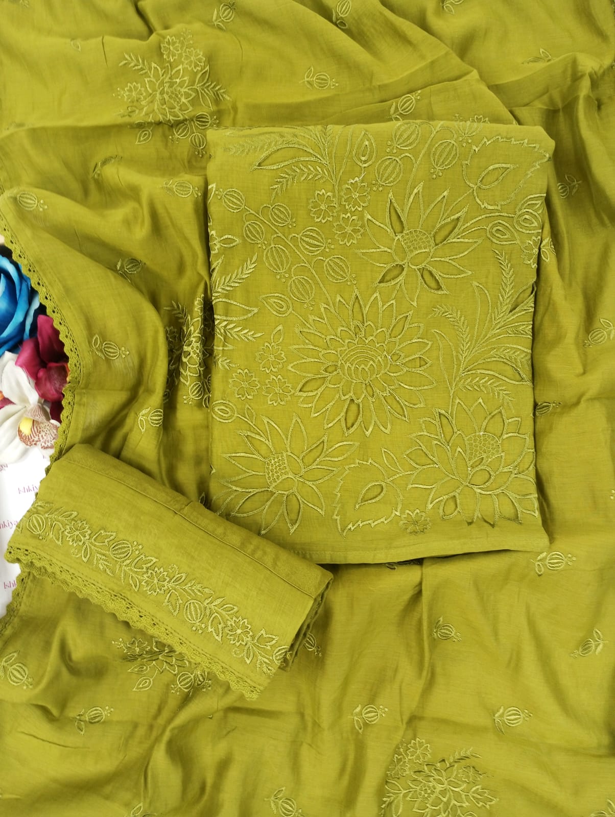 SILSILA-Unstiched Mul-Chanderi Suit set