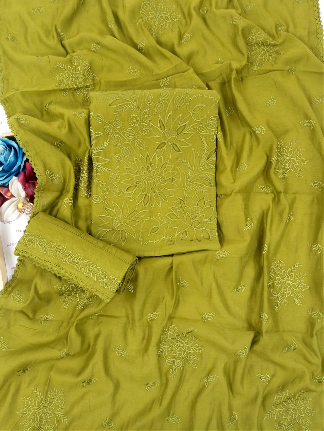 SILSILA-Unstiched Mul-Chanderi Suit set