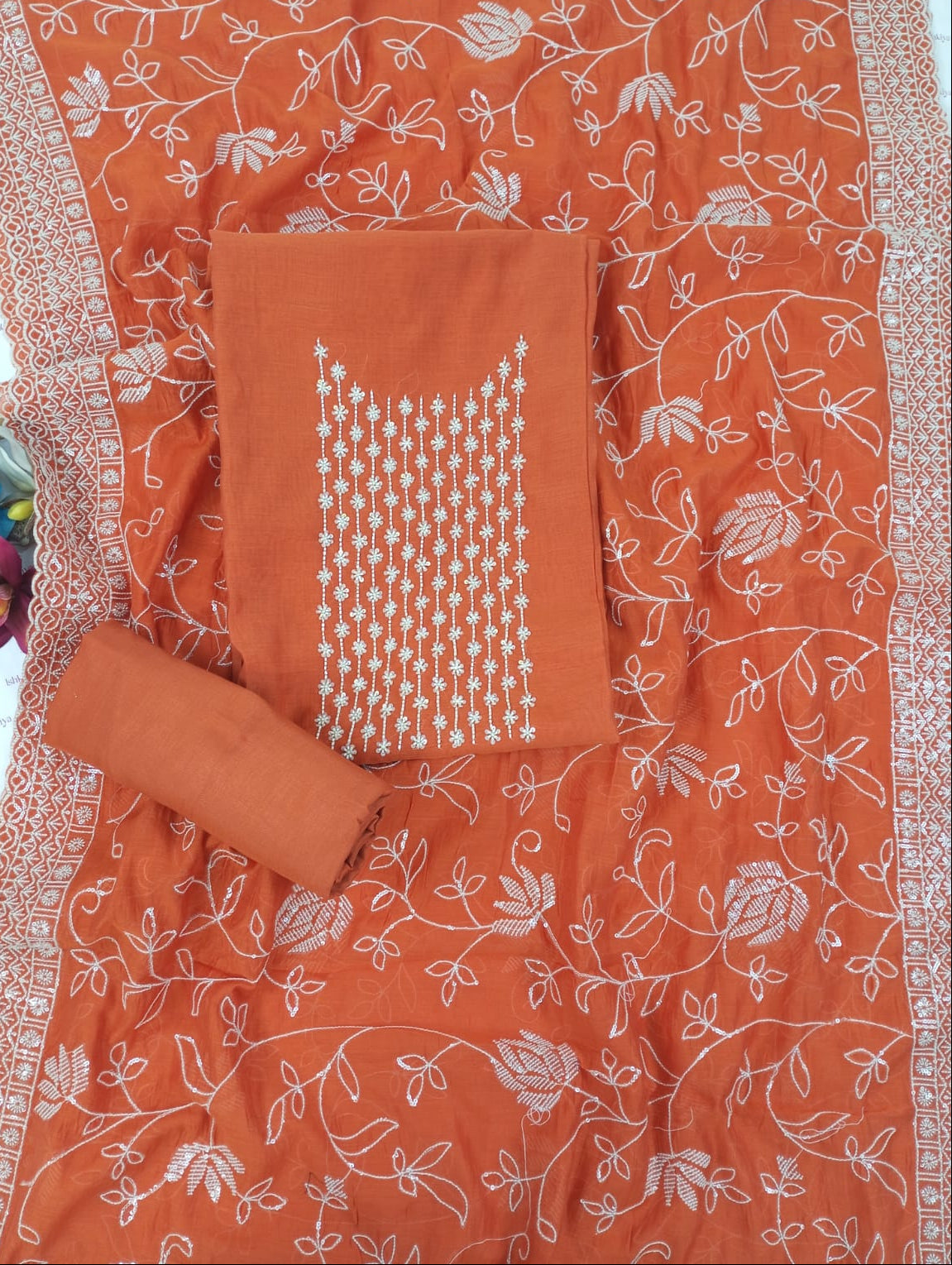 DASTAN-Unstiched Mul-Chanderi Suit set