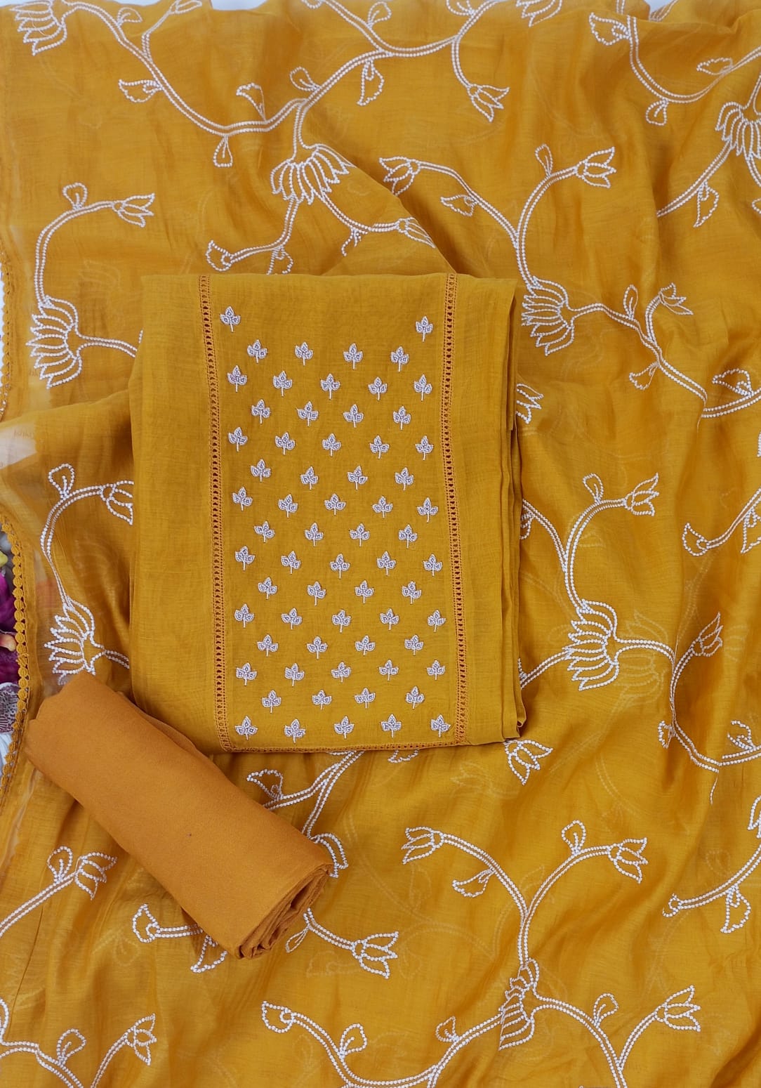 AAGAN-Unstiched Mul-Chanderi Suit set