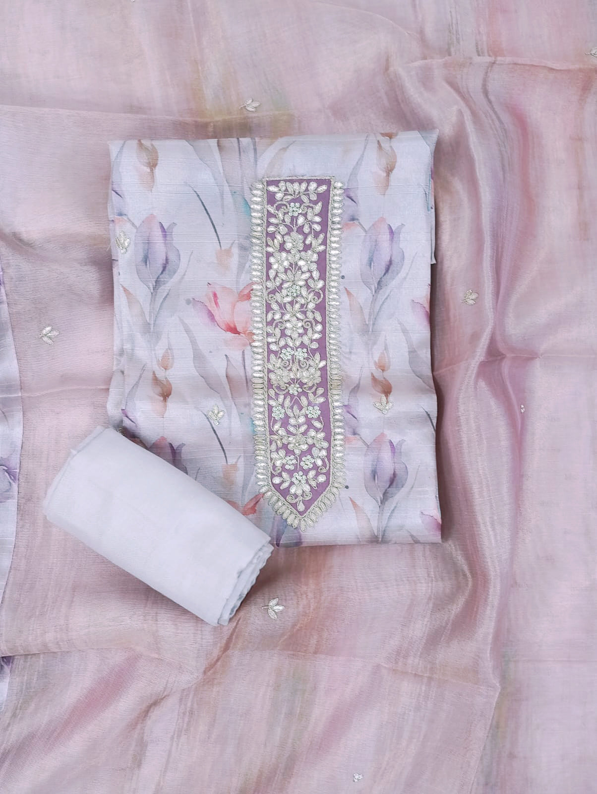 khayaal-Unstitched Linen Tissue Suit Set