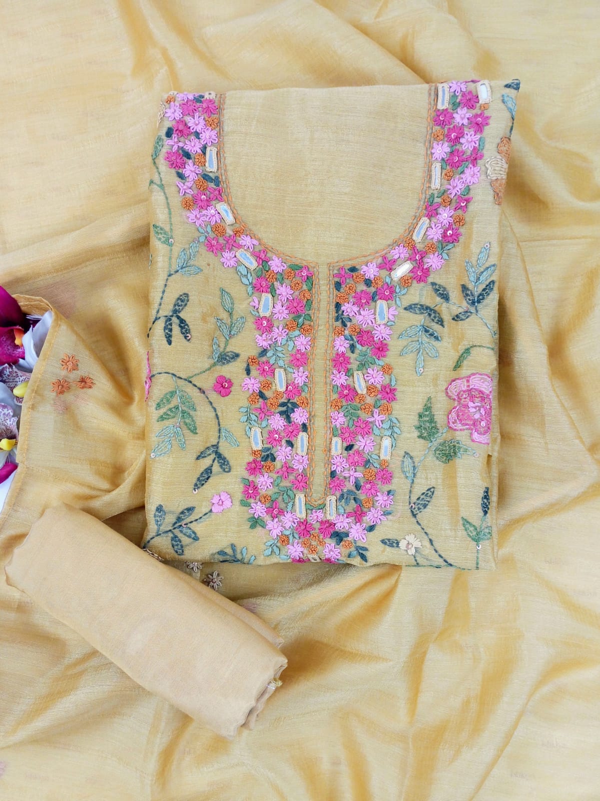 KASHISH-Unstitched Linen Tissue Suit Set