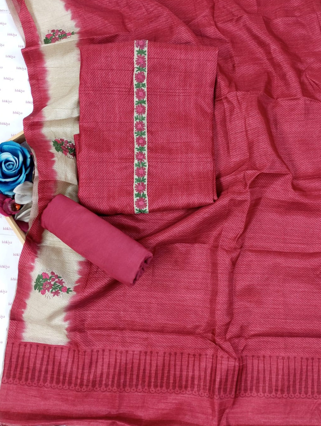 QISSA-Unstitched Linen Tissue Suit Set
