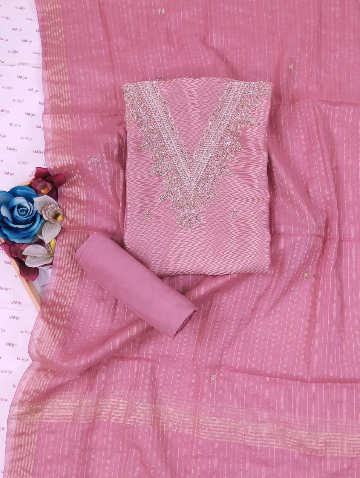 SIYAH-Unstitched Linen Tissue Suit Set
