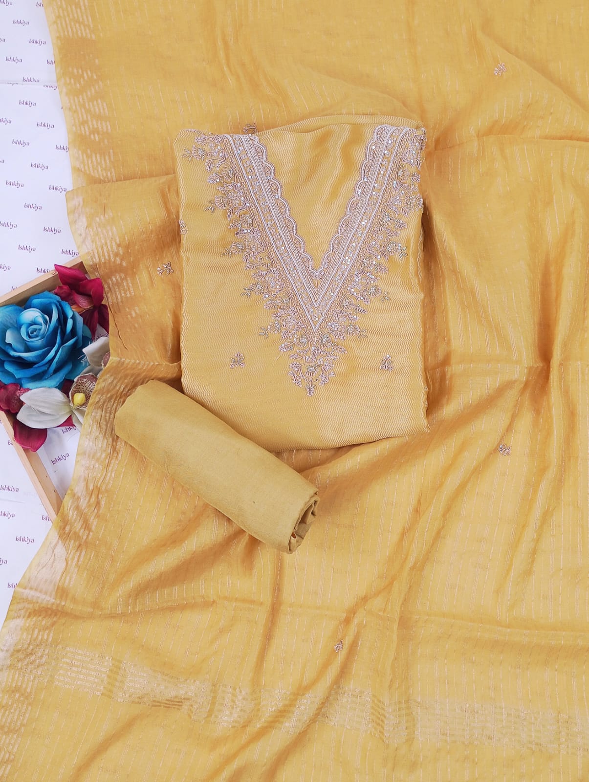 SIYAH-Unstitched Linen Tissue Suit Set
