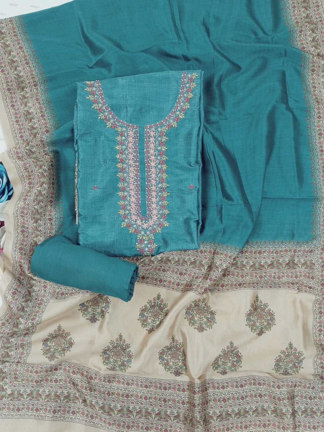 KAHAANI-Unstitched Linen Tissue Suit Set