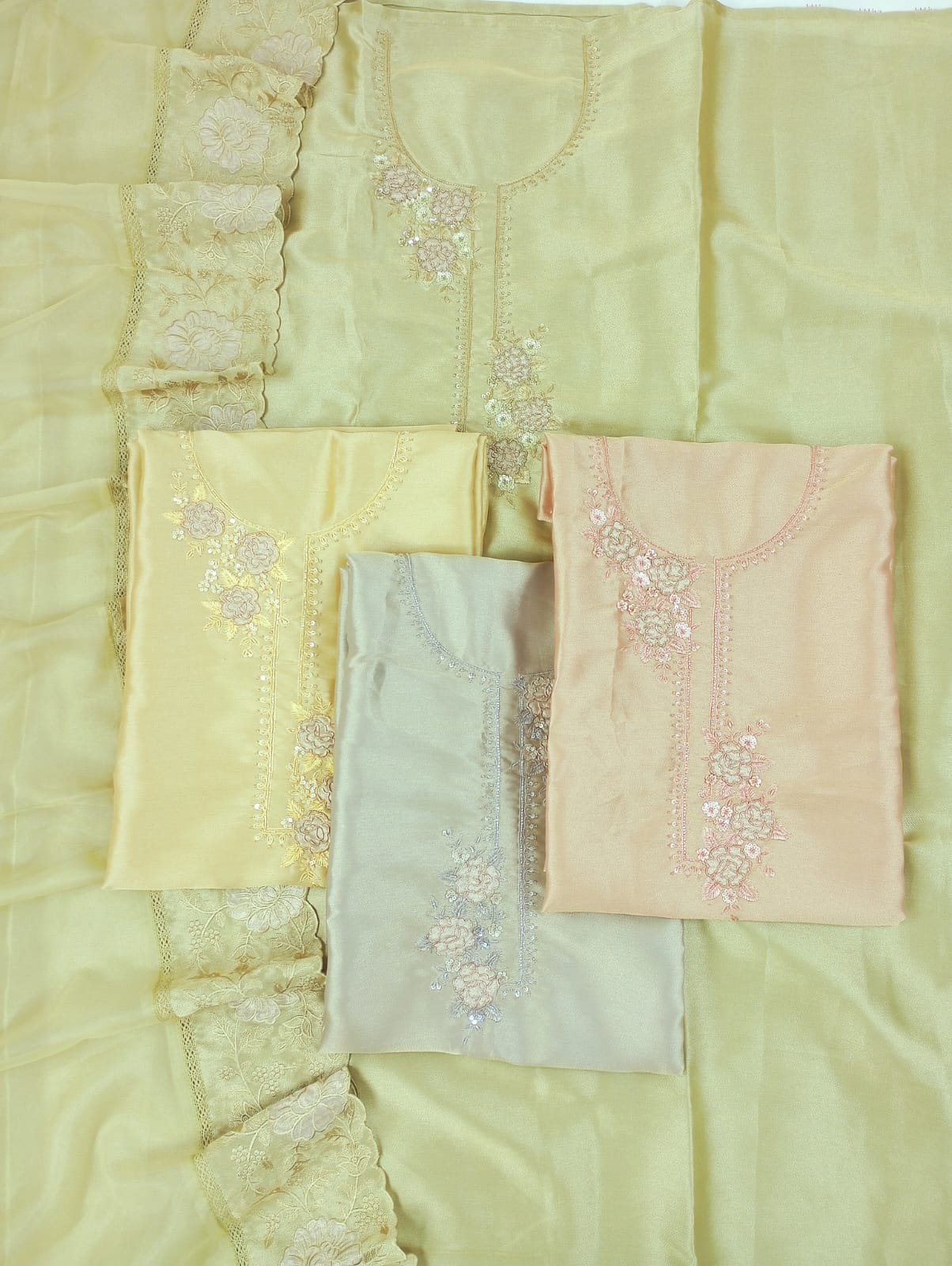 KISSA-Unstitched Linen Tissue Suit Set