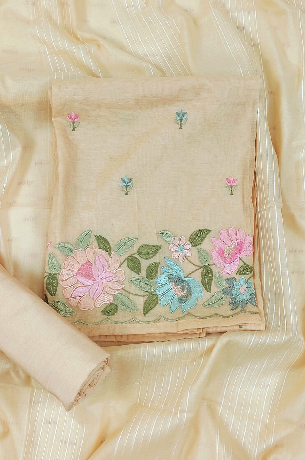 ADEEB-Unstiched Mul-Chanderi Suit set