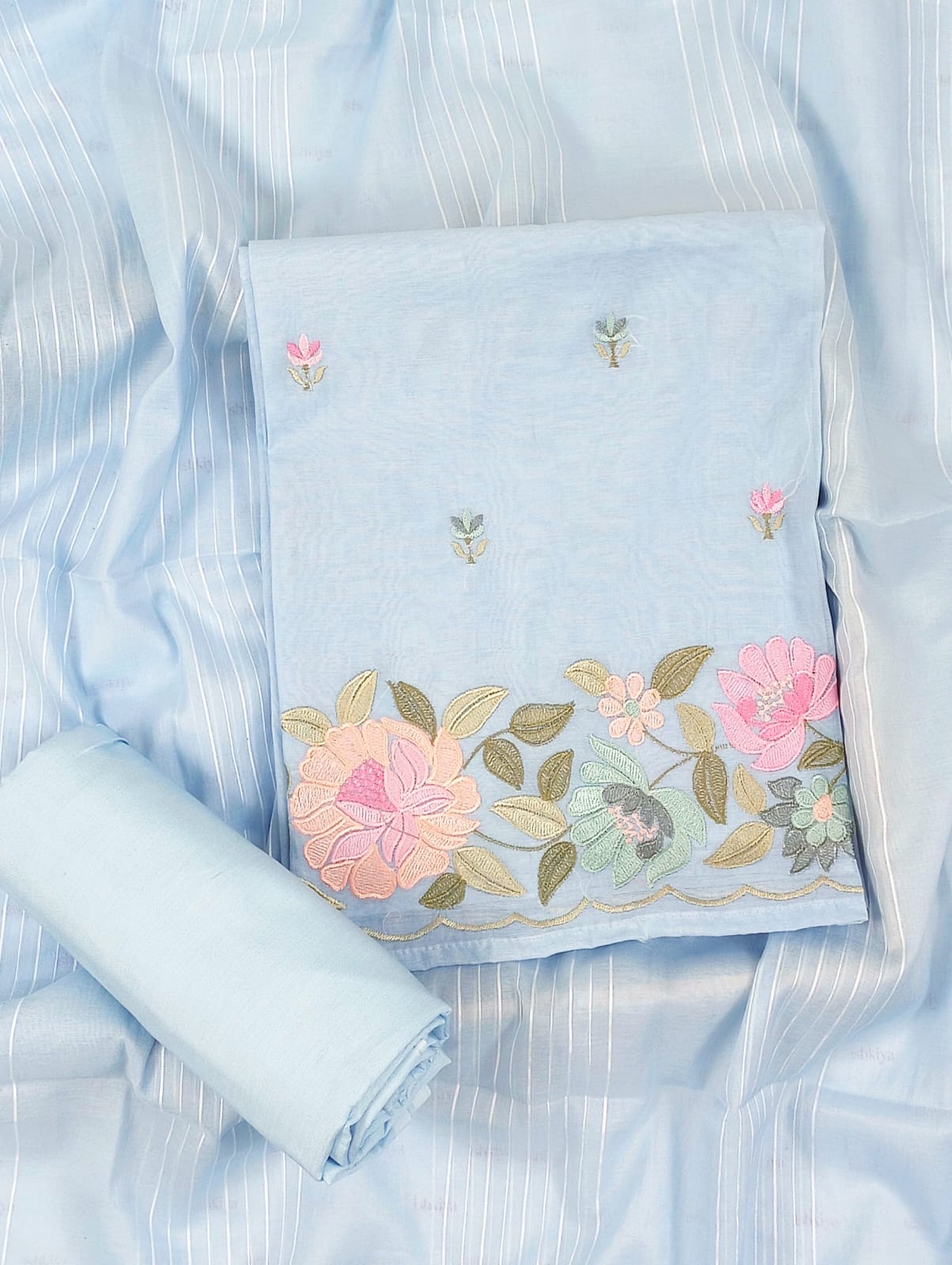 ADEEB-Unstiched Mul-Chanderi Suit set