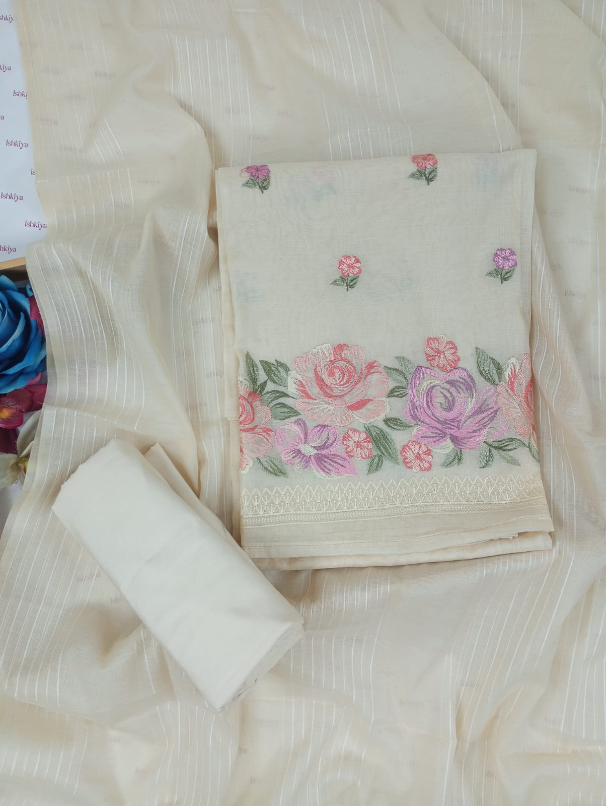 SADA-Unstiched Mul-Chanderi Suit set