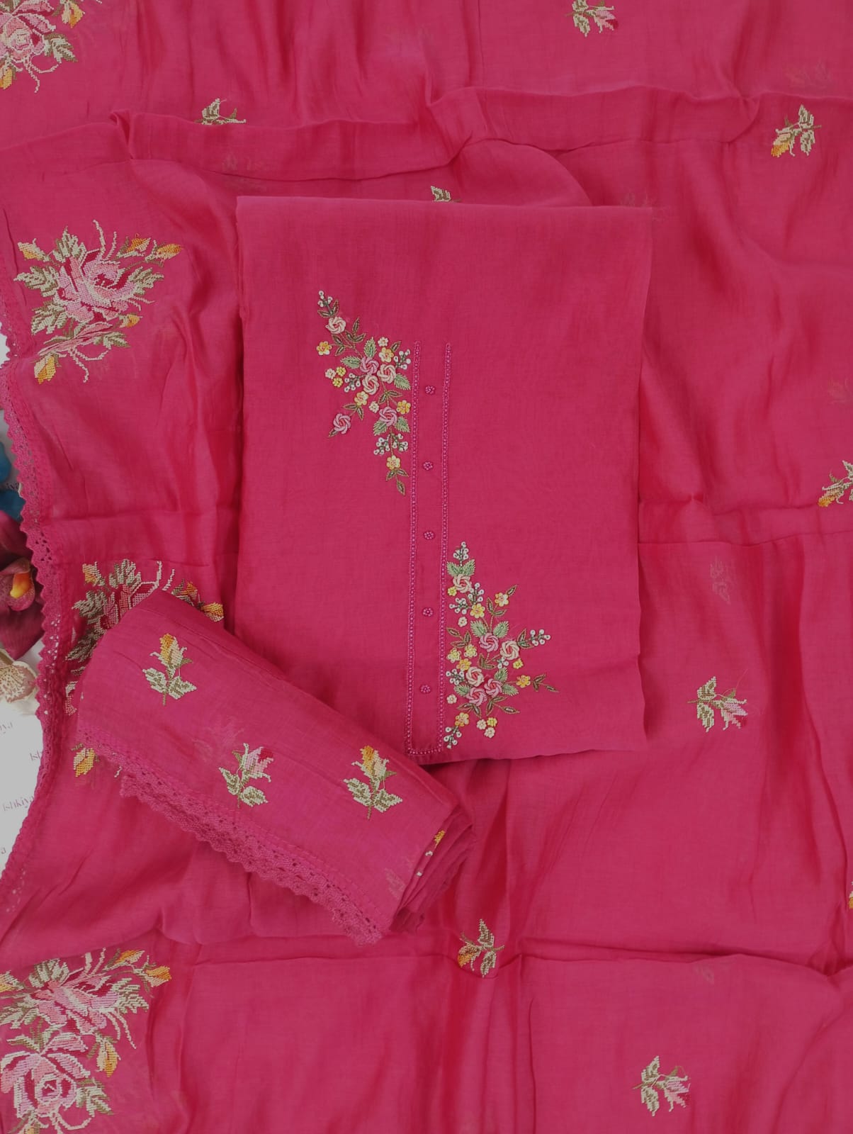 SAFAR-Unstiched Mul-Chanderi Suit set