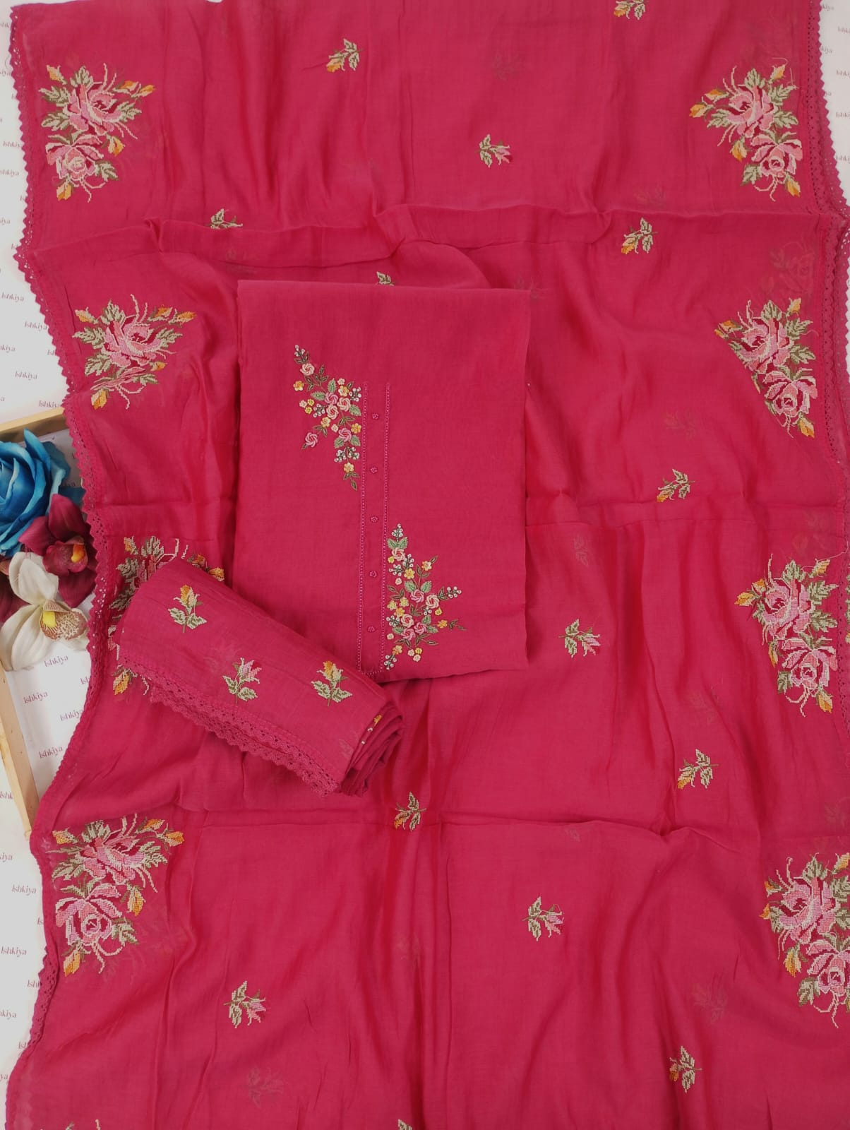 SAFAR-Unstiched Mul-Chanderi Suit set