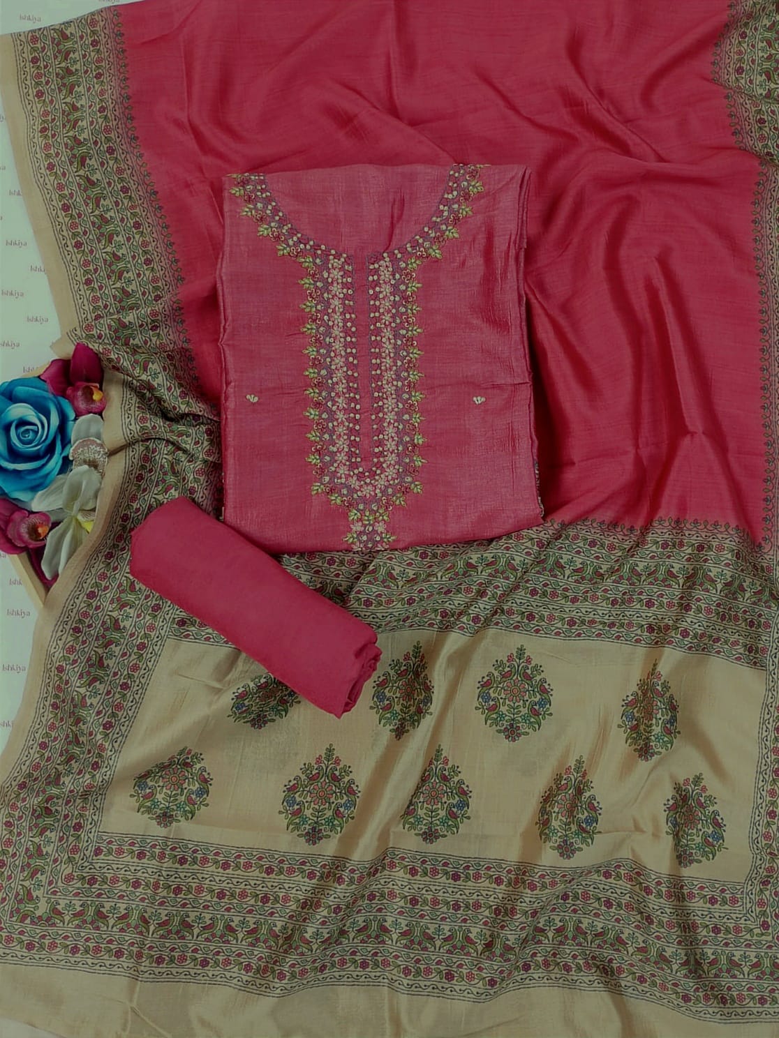 KAHAANI-Unstitched Linen Tissue Suit Set